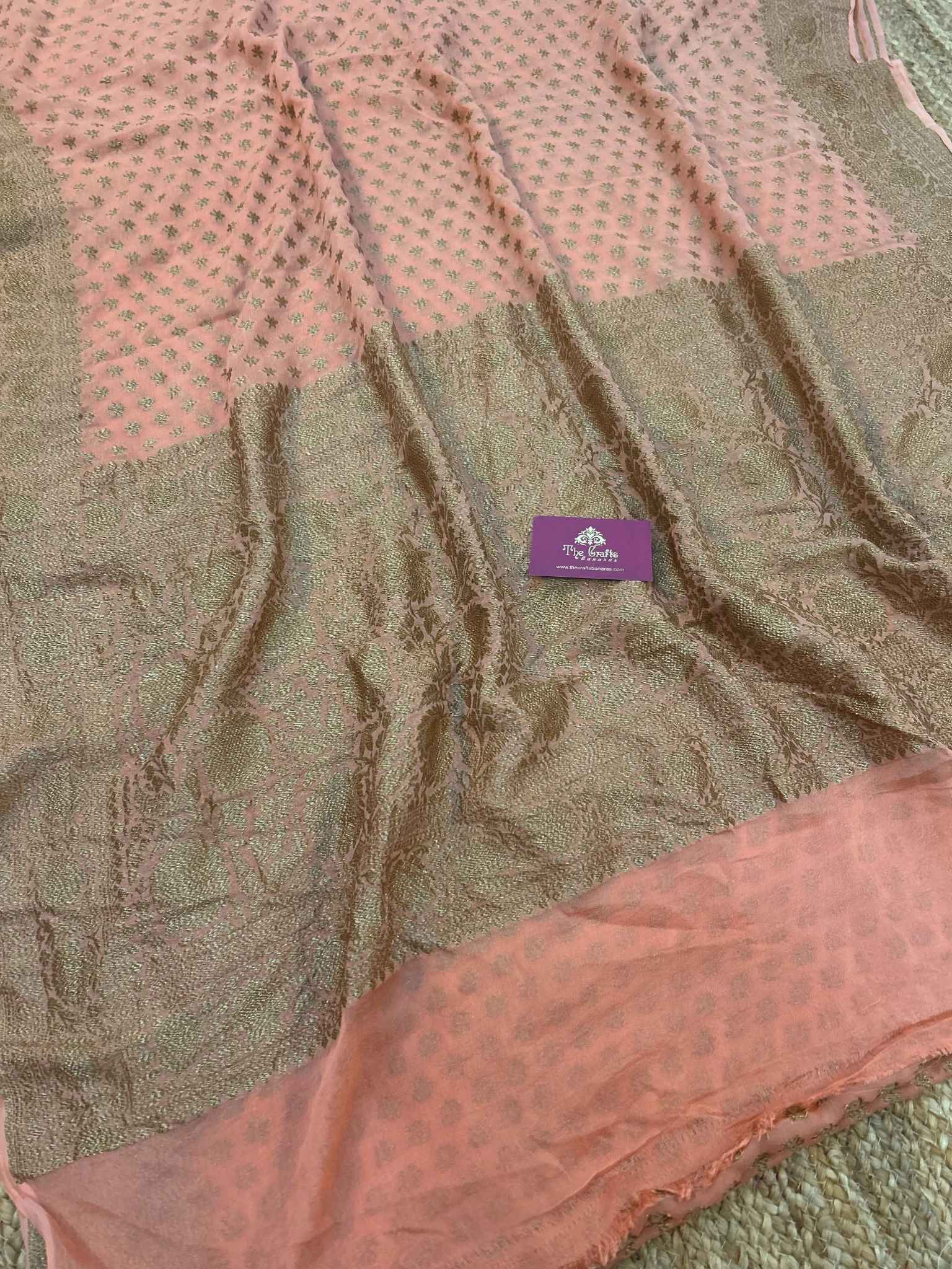 Khaddi Georgette Banarasi Saree - Antique Zari