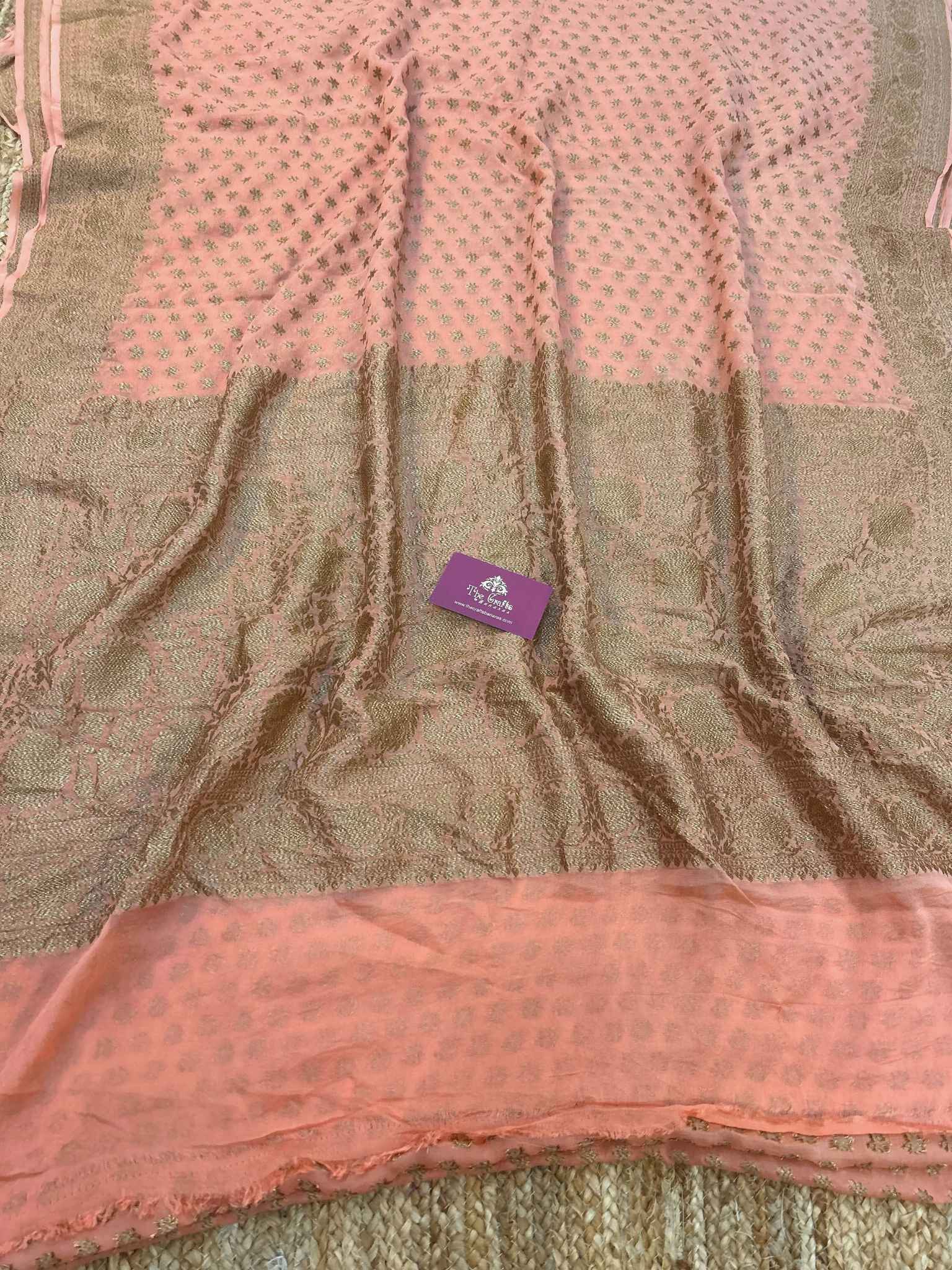 Khaddi Georgette Banarasi Saree - Antique Zari