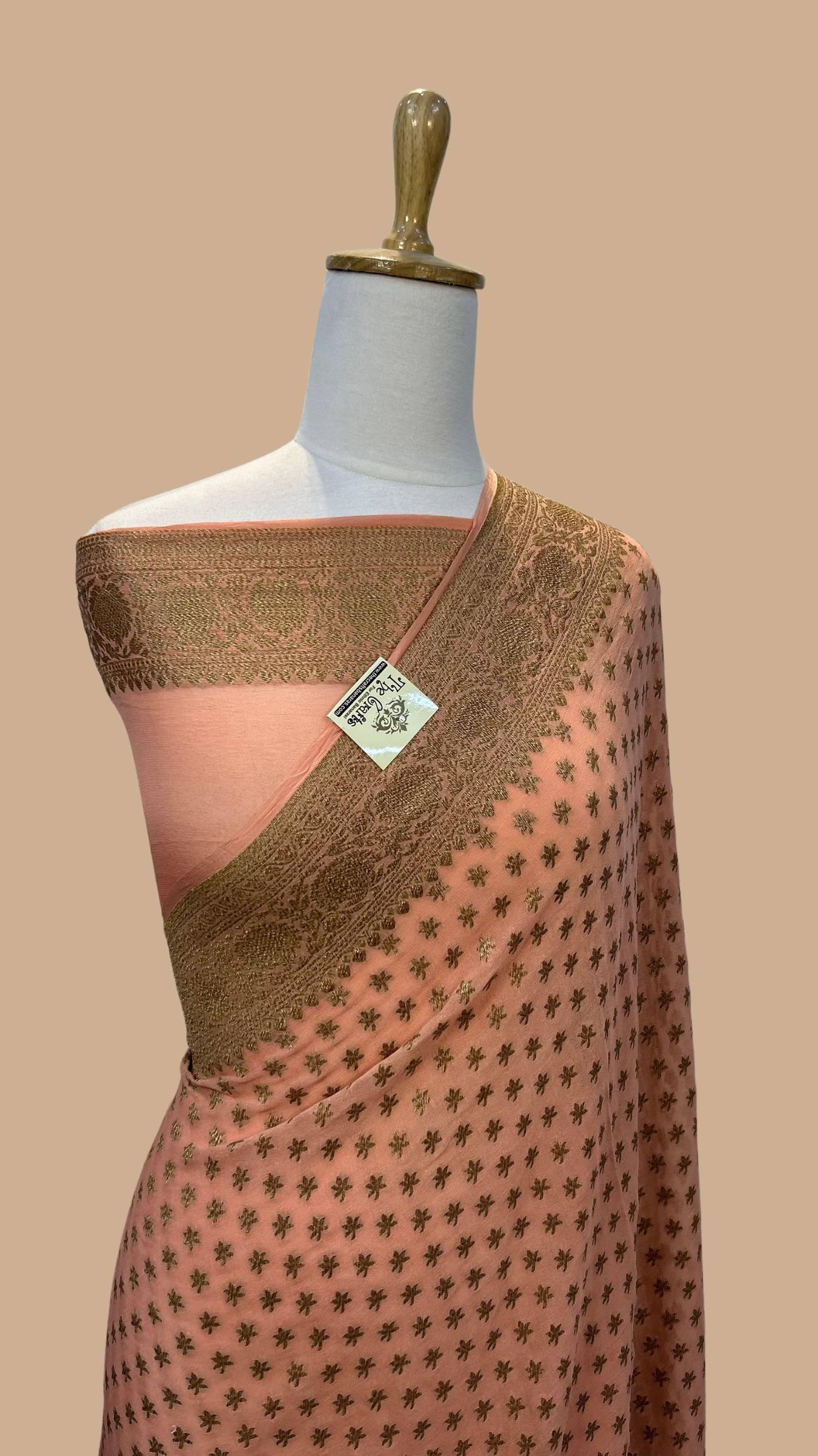 Khaddi Georgette Banarasi Saree - Antique Zari