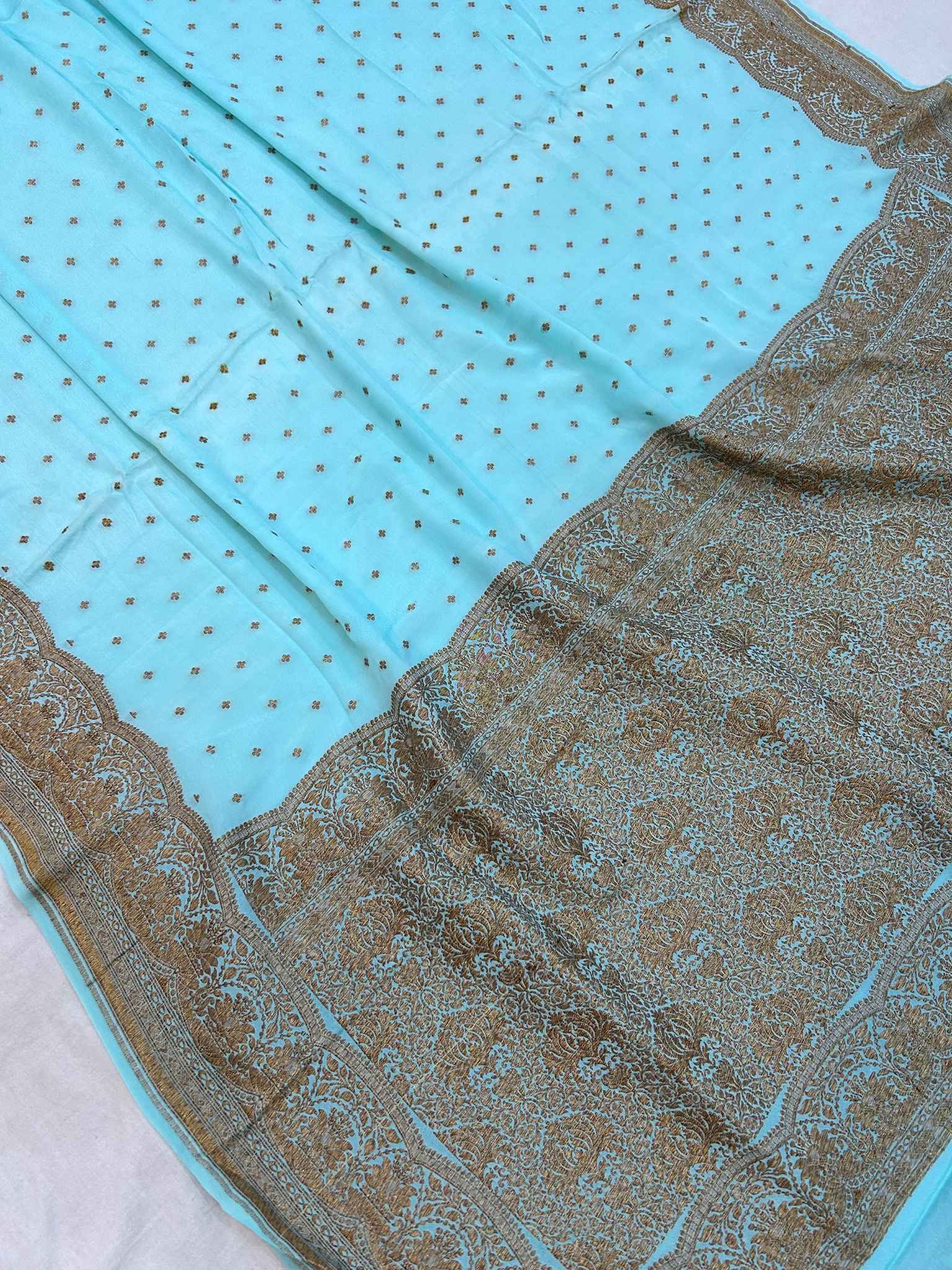 Pure Crepe Georgette Banarasi Saree - Antique Zari