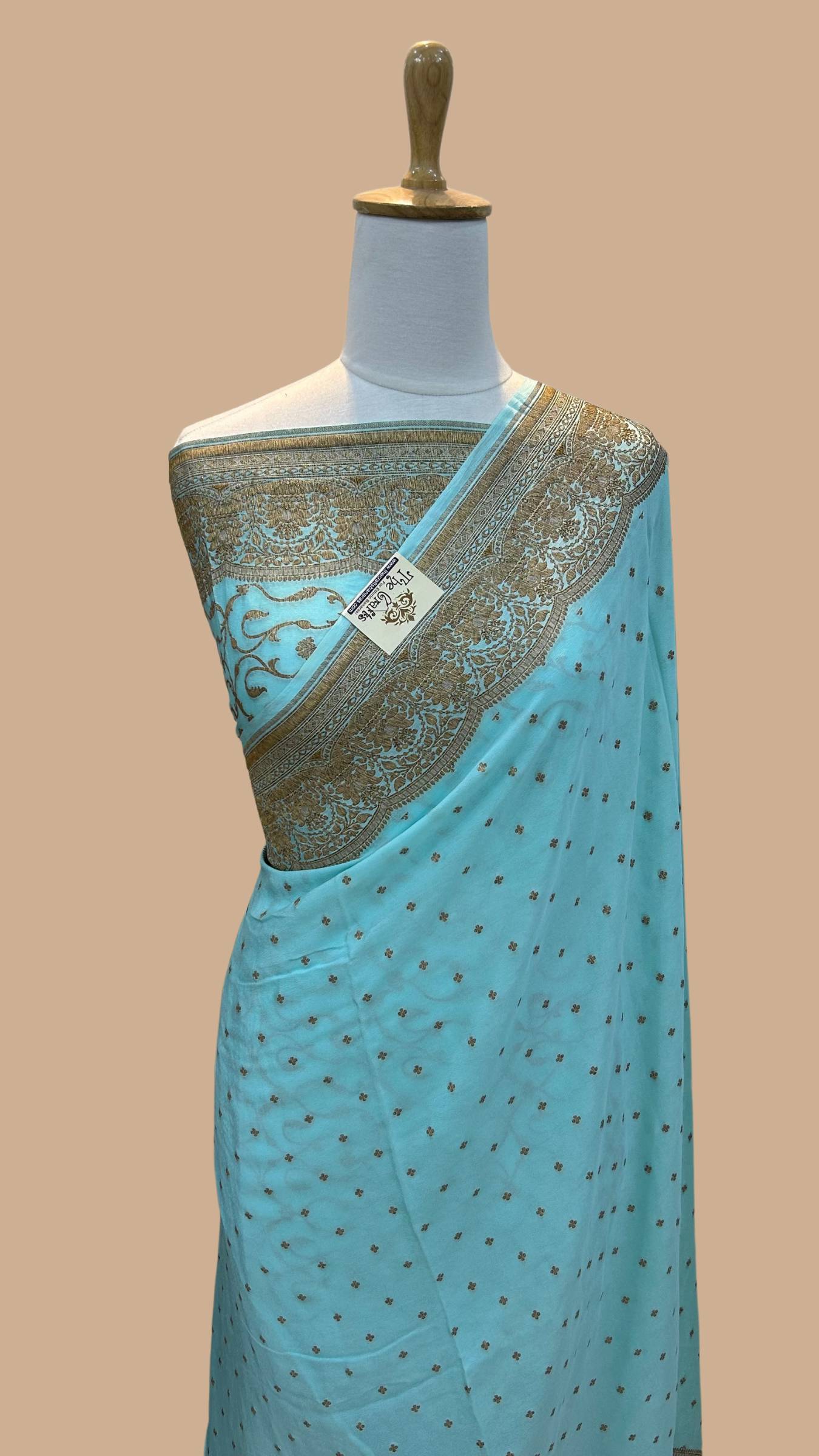 Pure Crepe Georgette Banarasi Saree - Antique Zari