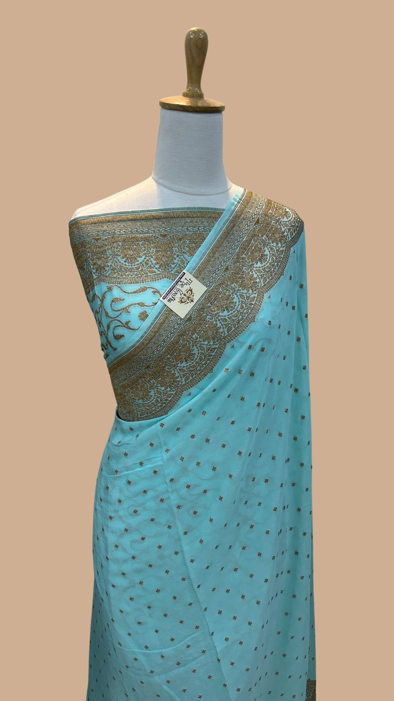 Pure Crepe Georgette Banarasi Saree - Antique Zari