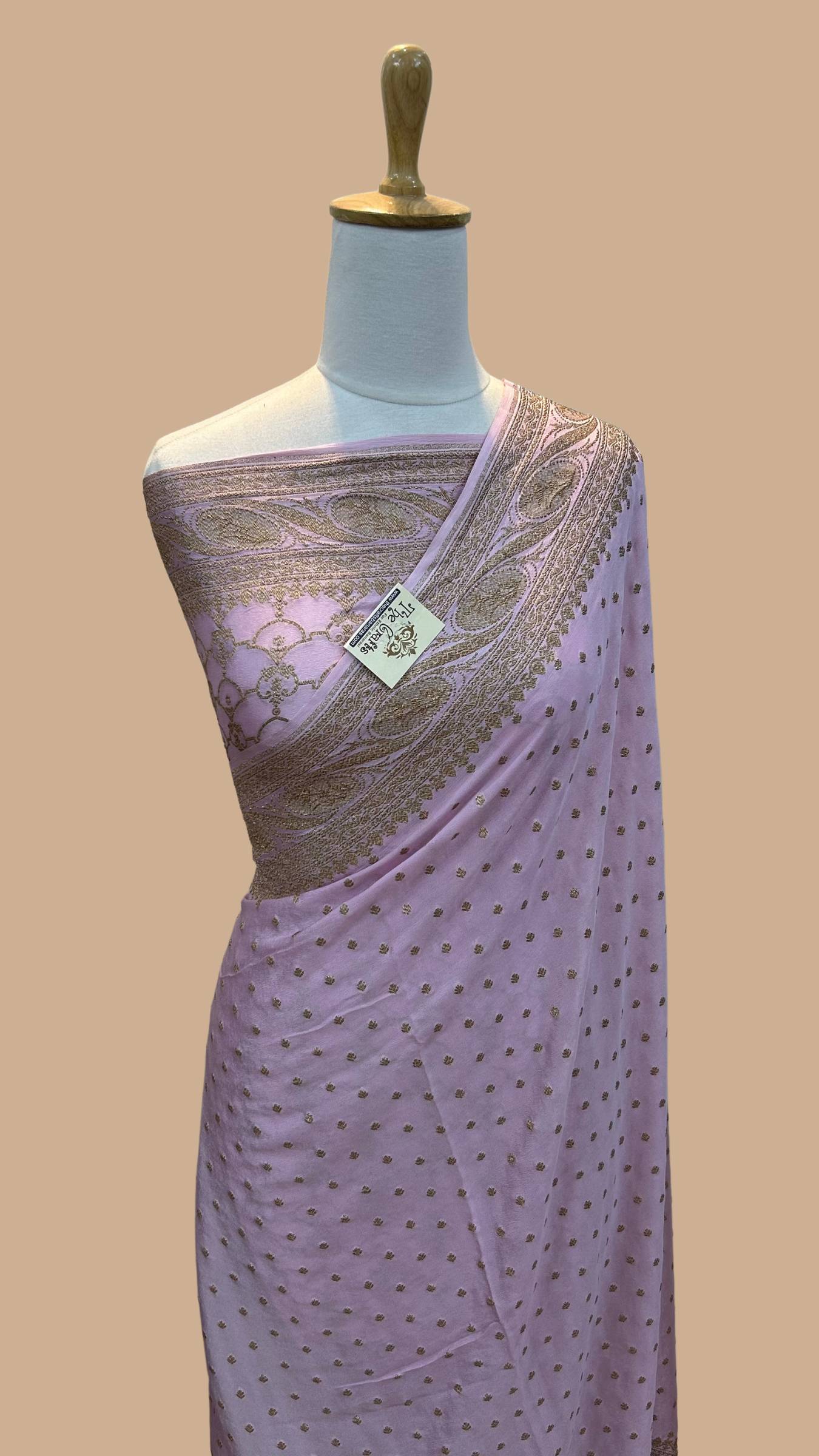 Pure Crepe Georgette Banarasi Saree - Antique Zari