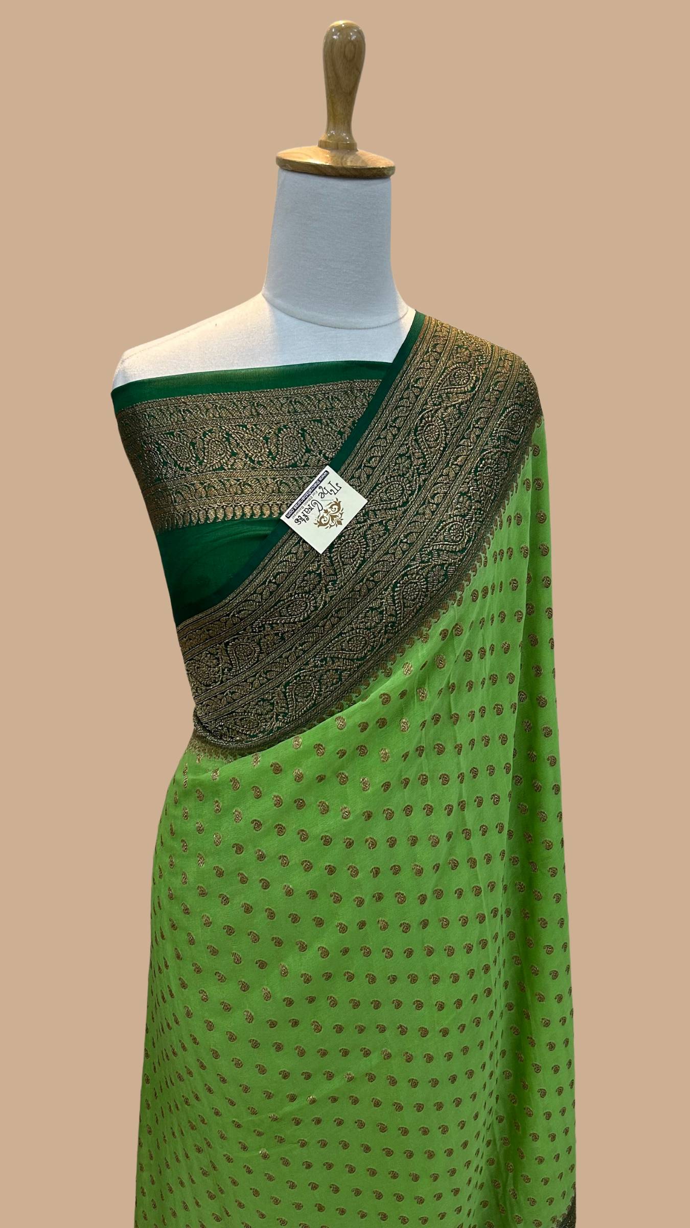 Khaddi Georgette Banarasi Saree - Antique Zari