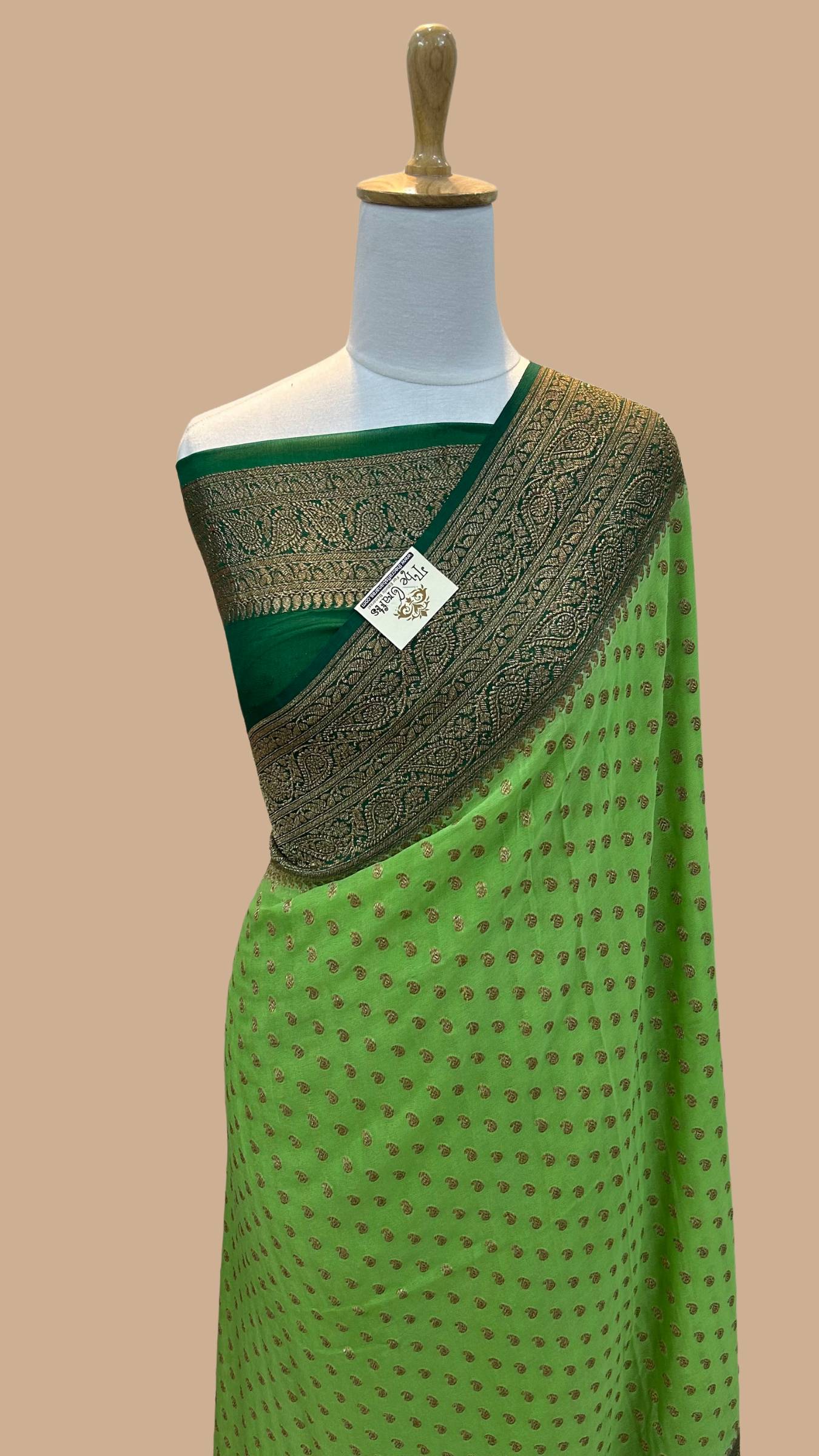 Khaddi Georgette Banarasi Saree - Antique Zari