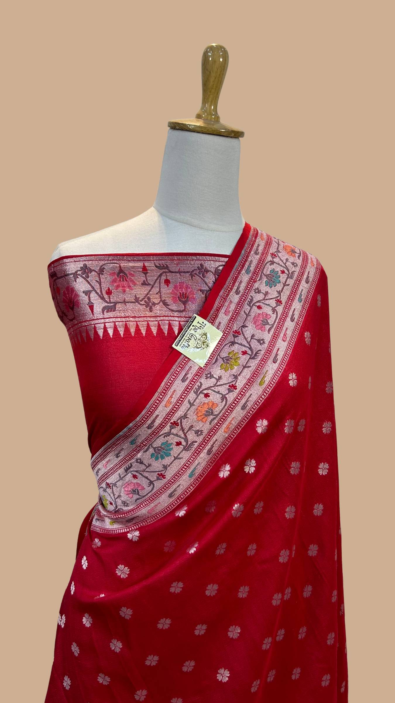 Tussar Georgette Handloom Banarasi Saree - Jaal with Meenakari