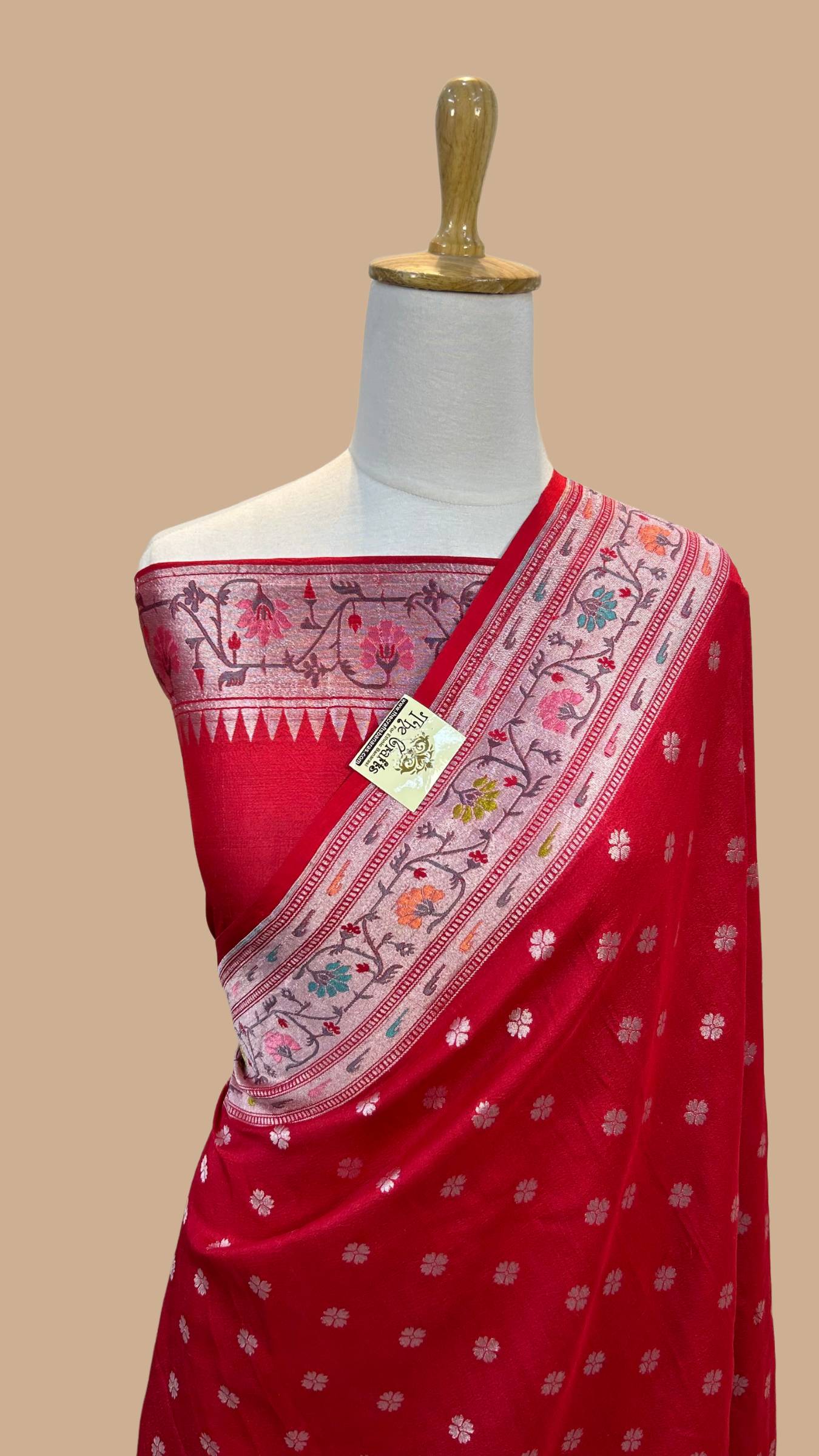 Tussar Georgette Handloom Banarasi Saree - Jaal with Meenakari