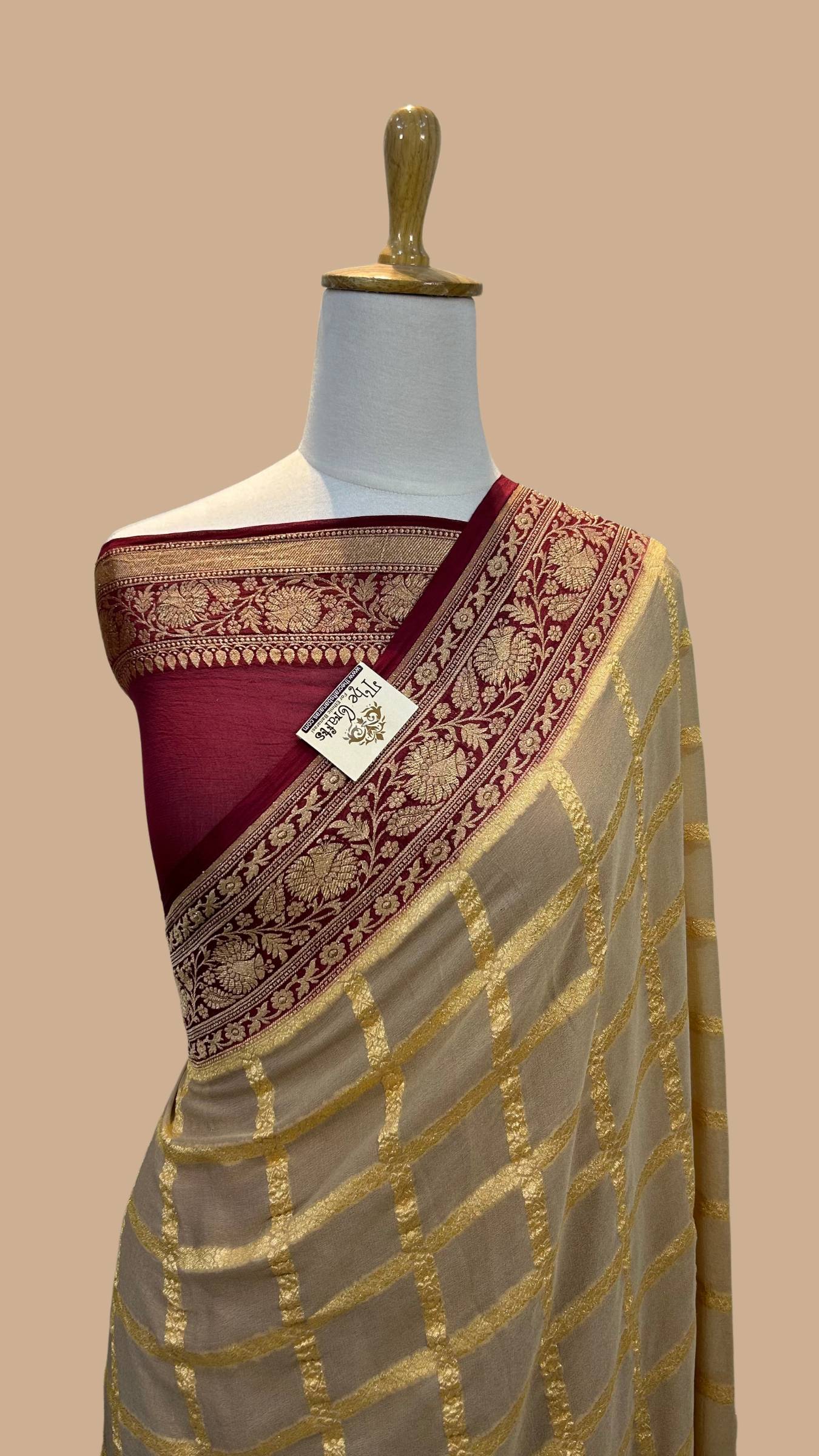 Khaddi Georgette Banarasi Saree - Gold Zari