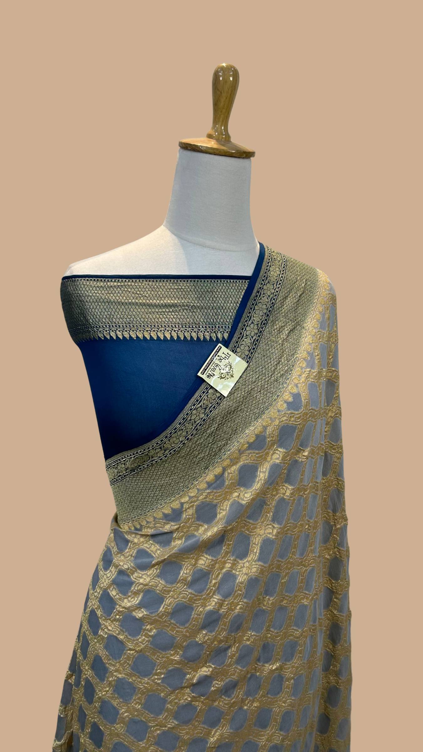 Khaddi Georgette Banarasi Saree - Gold Zari