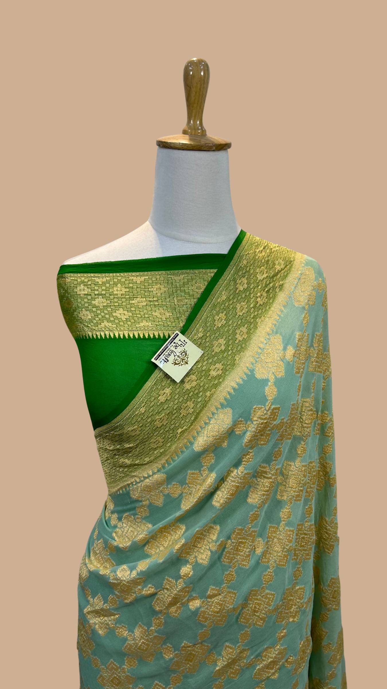 Khaddi Georgette Banarasi Saree - Gold Zari