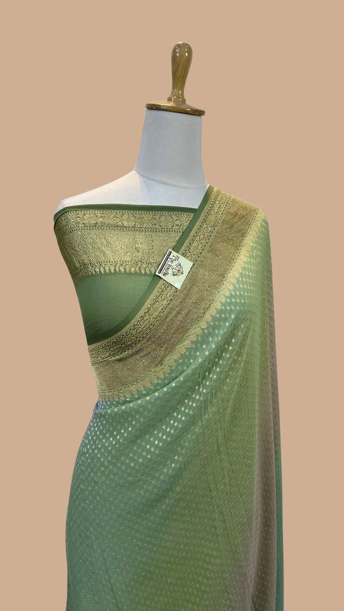 Khaddi Georgette Banarasi Saree - Gold Zari