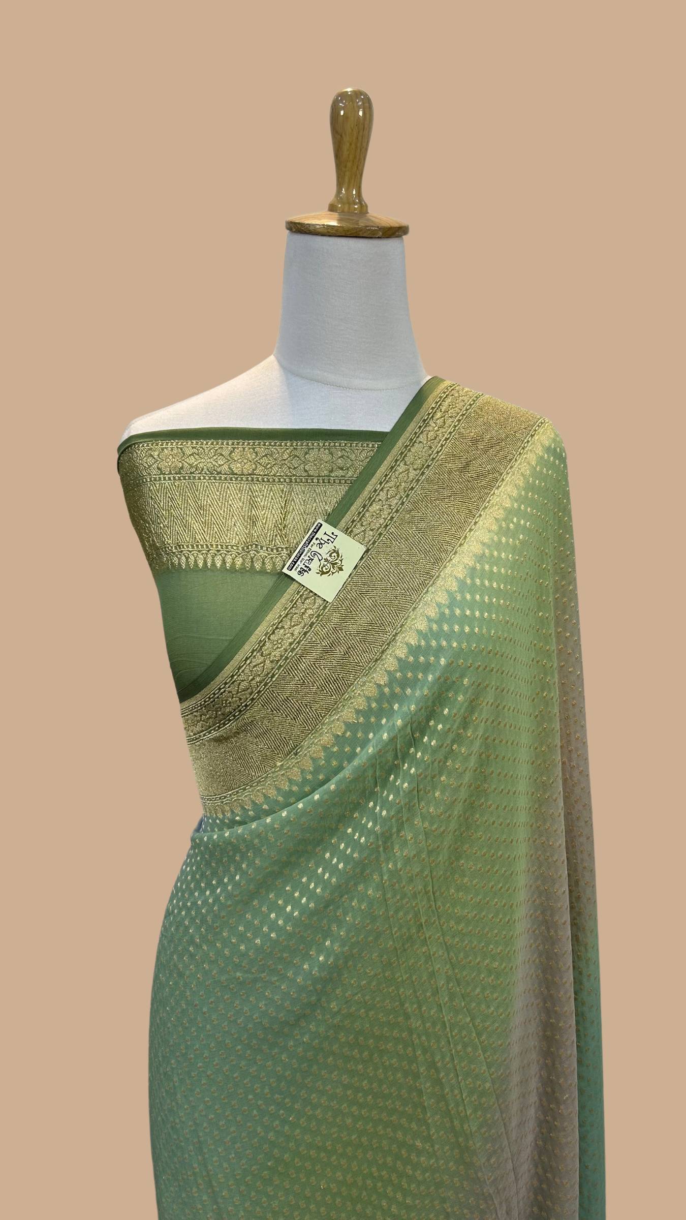 Khaddi Georgette Banarasi Saree - Gold Zari