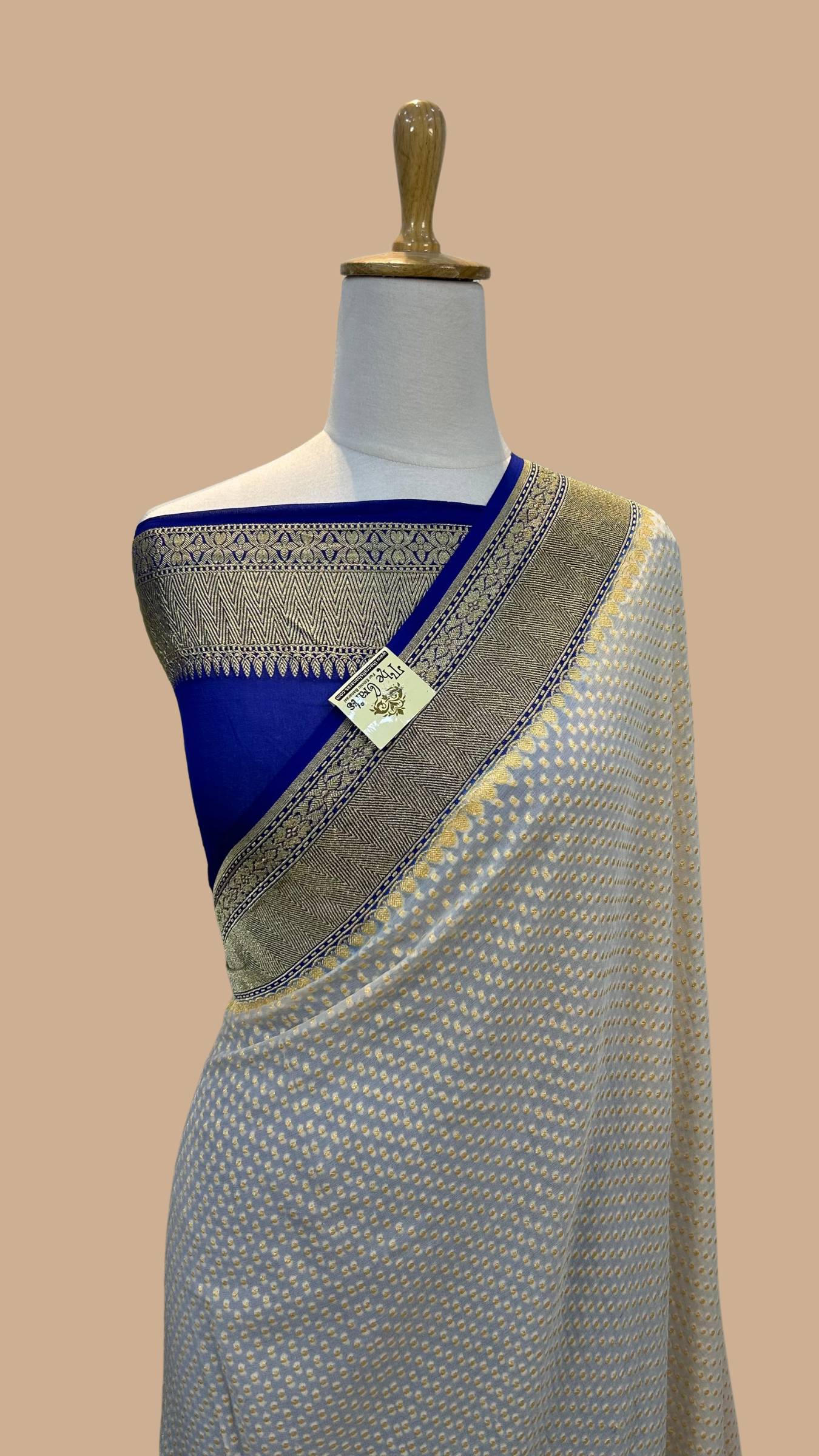 Khaddi Georgette Banarasi Saree - Gold Zari