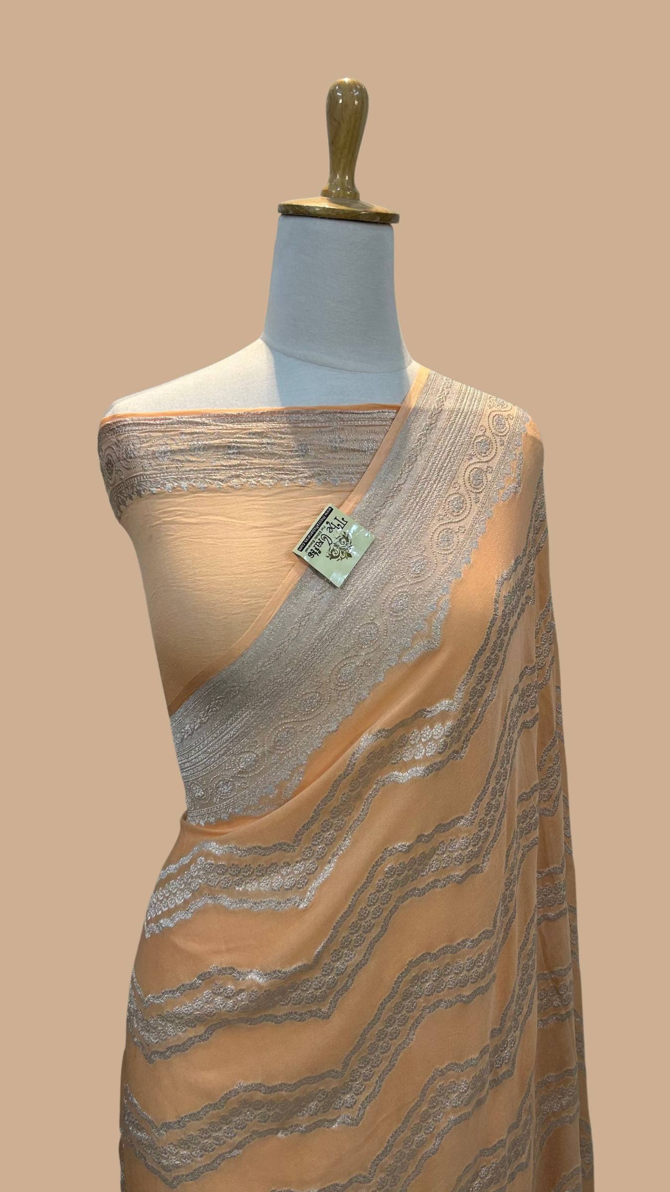 Pure Georgette Banarasi Saree - Silver Zari