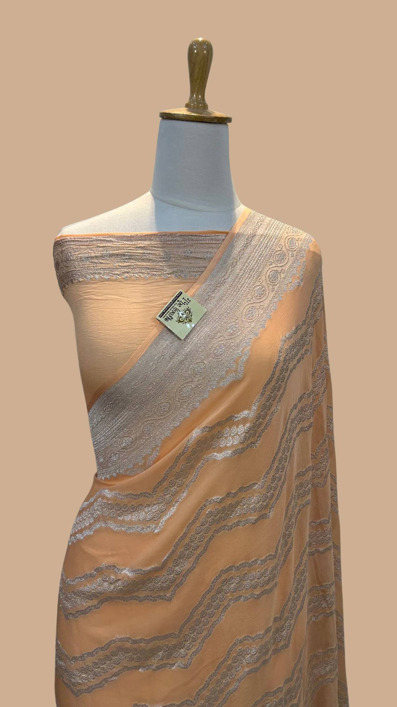 Pure Georgette Banarasi Saree - Silver Zari