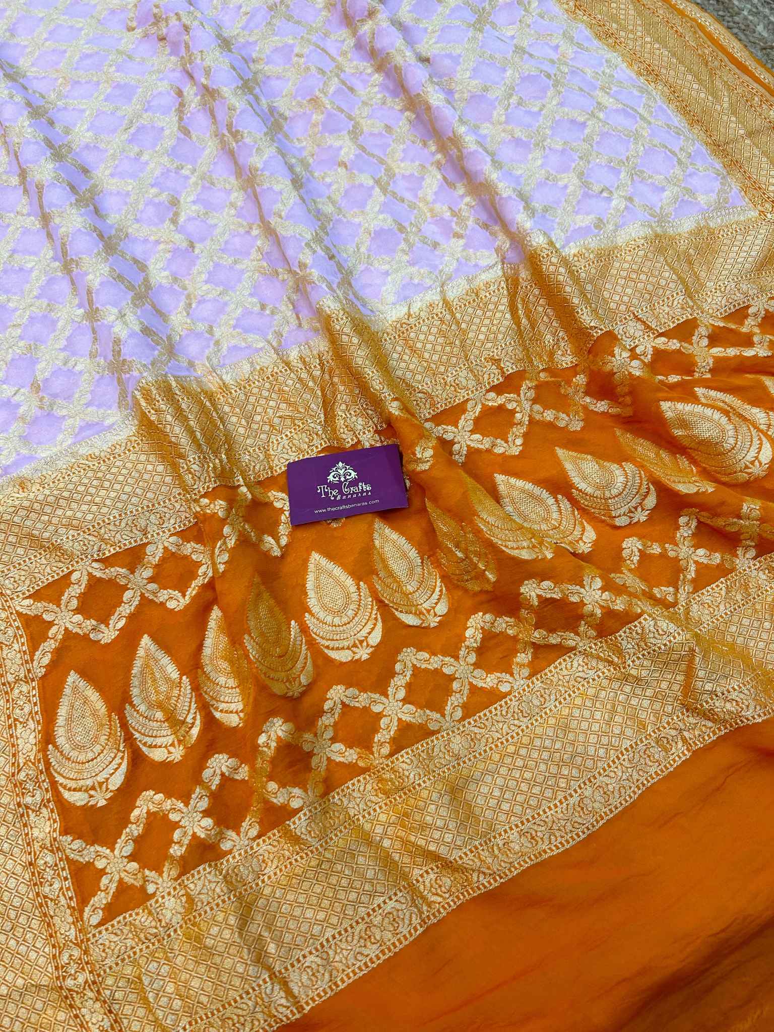 Khaddi Georgette Banarasi Saree - Gold Zari