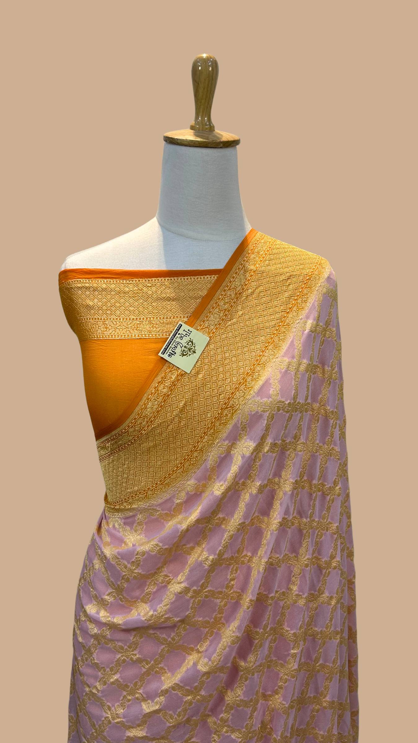 Khaddi Georgette Banarasi Saree - Gold Zari