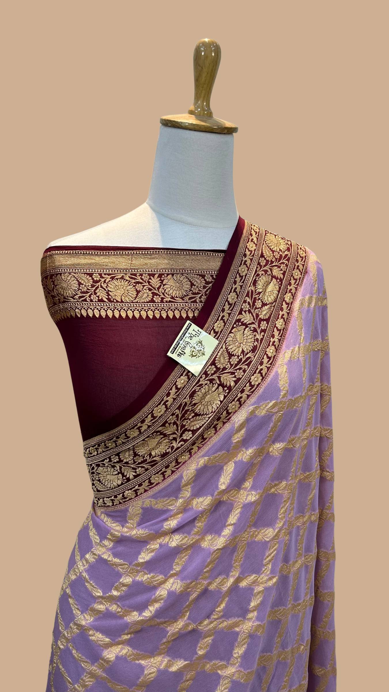 Khaddi Georgette Banarasi Saree - Gold Zari