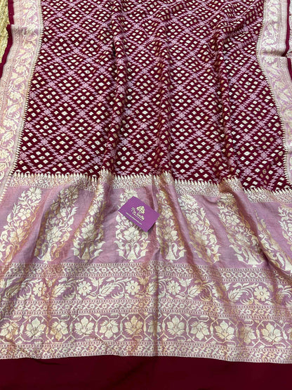 Khaddi Georgette Handloom Banarasi Saree - With sona roopa jaal work