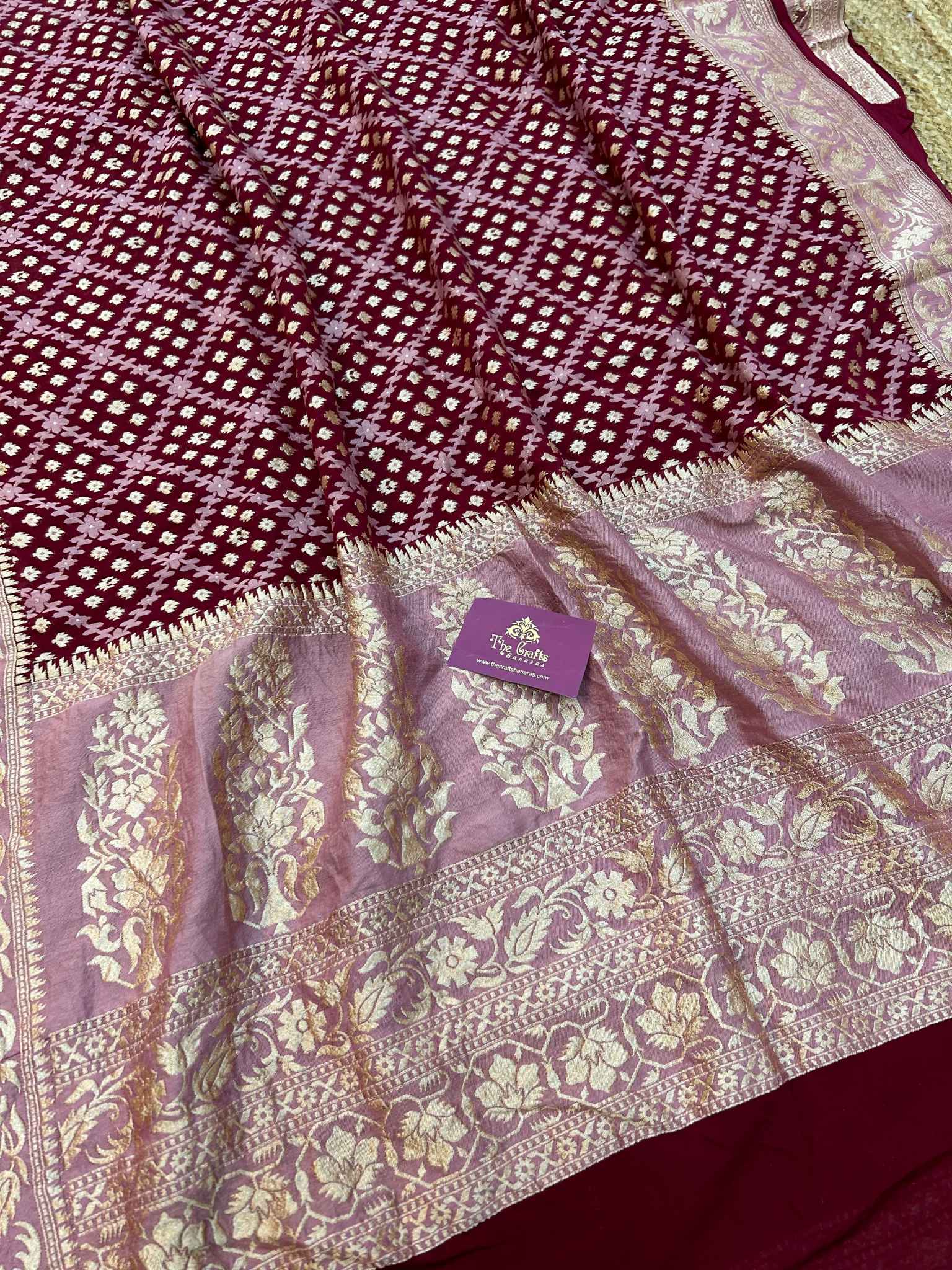 Khaddi Georgette Handloom Banarasi Saree - With sona roopa jaal work