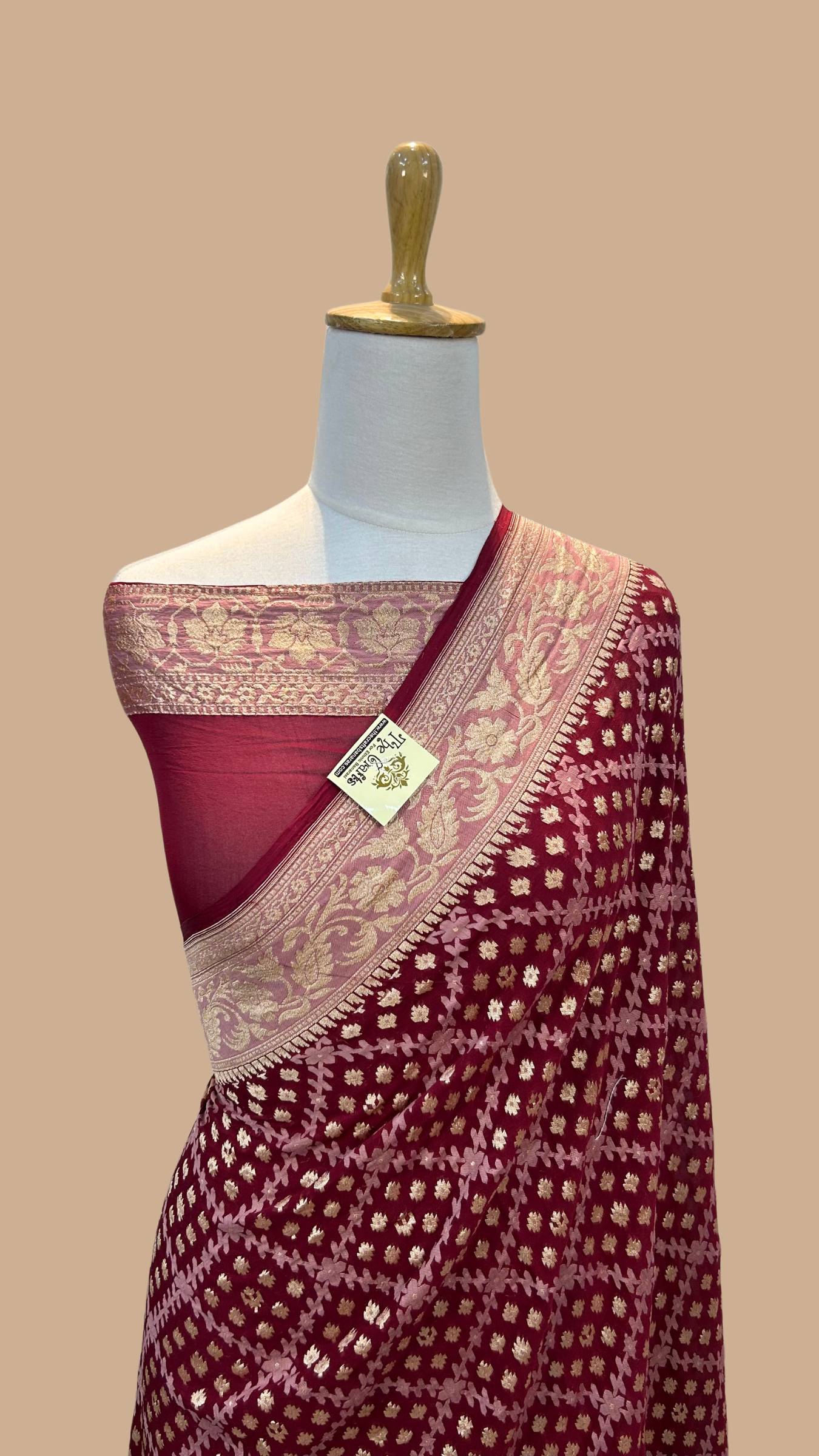 Khaddi Georgette Handloom Banarasi Saree - With sona roopa jaal work