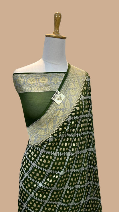 Khaddi Georgette Handloom Banarasi Saree - With sona roopa jaal work