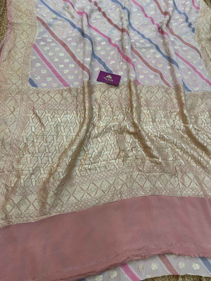 Khaddi Georgette Handloom Banarasi Saree - With sona roopa stripes work
