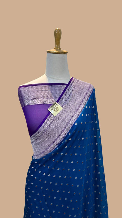 Khaddi Georgette Handloom Banarasi Saree - Jaal with Meenakari