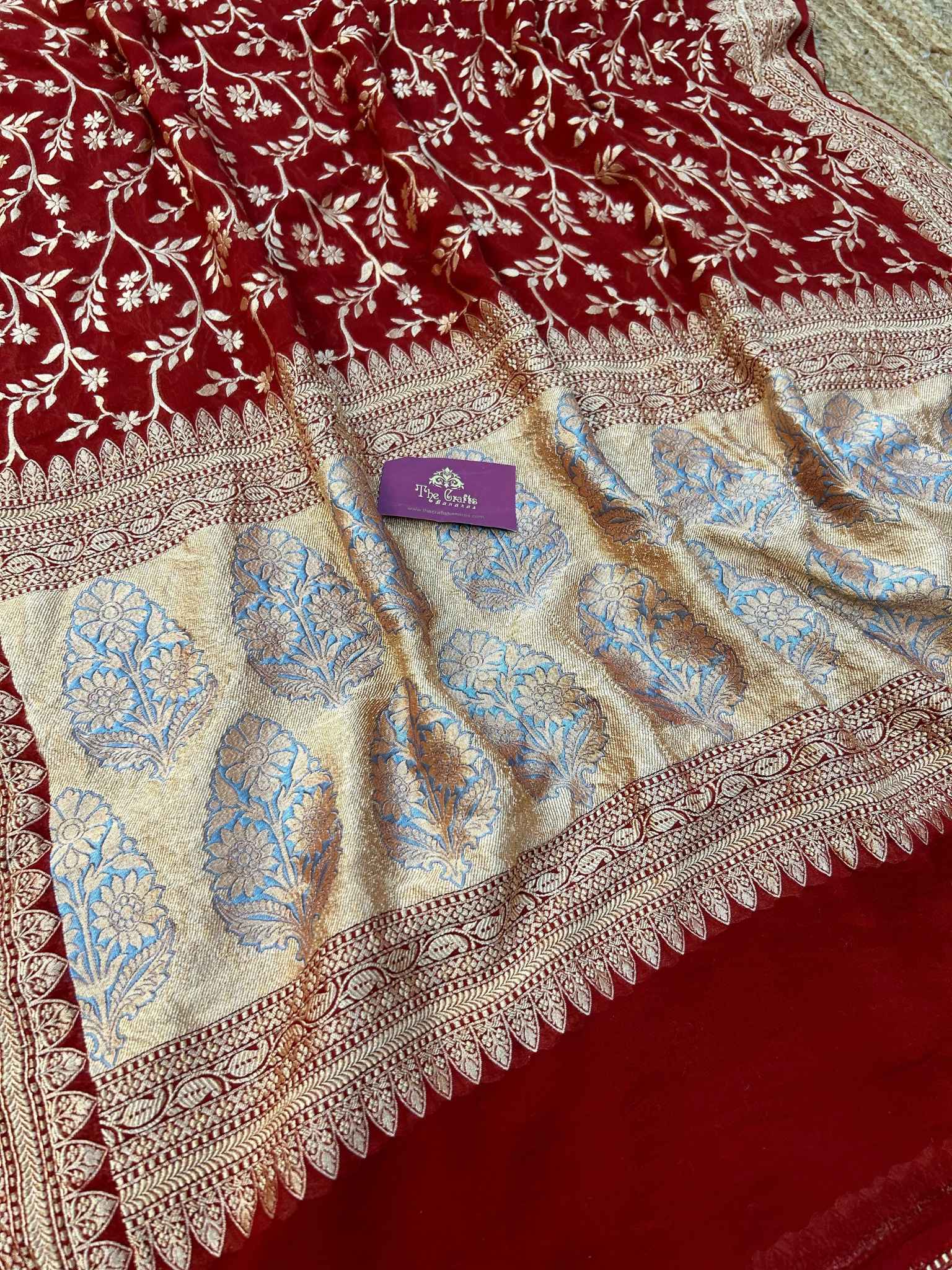 Khaddi Georgette Handloom Banarasi Saree