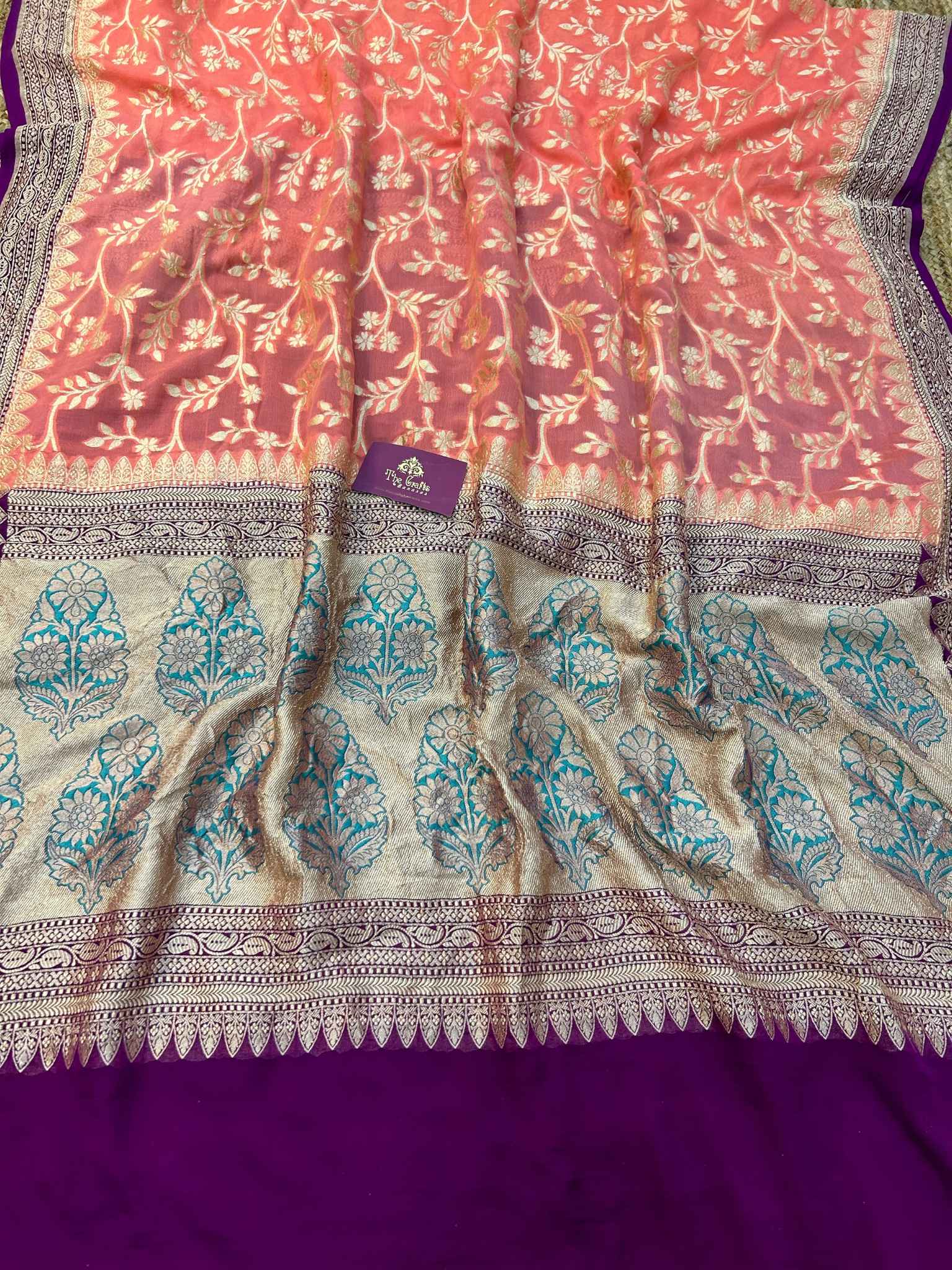 Khaddi Georgette Handloom Banarasi Saree