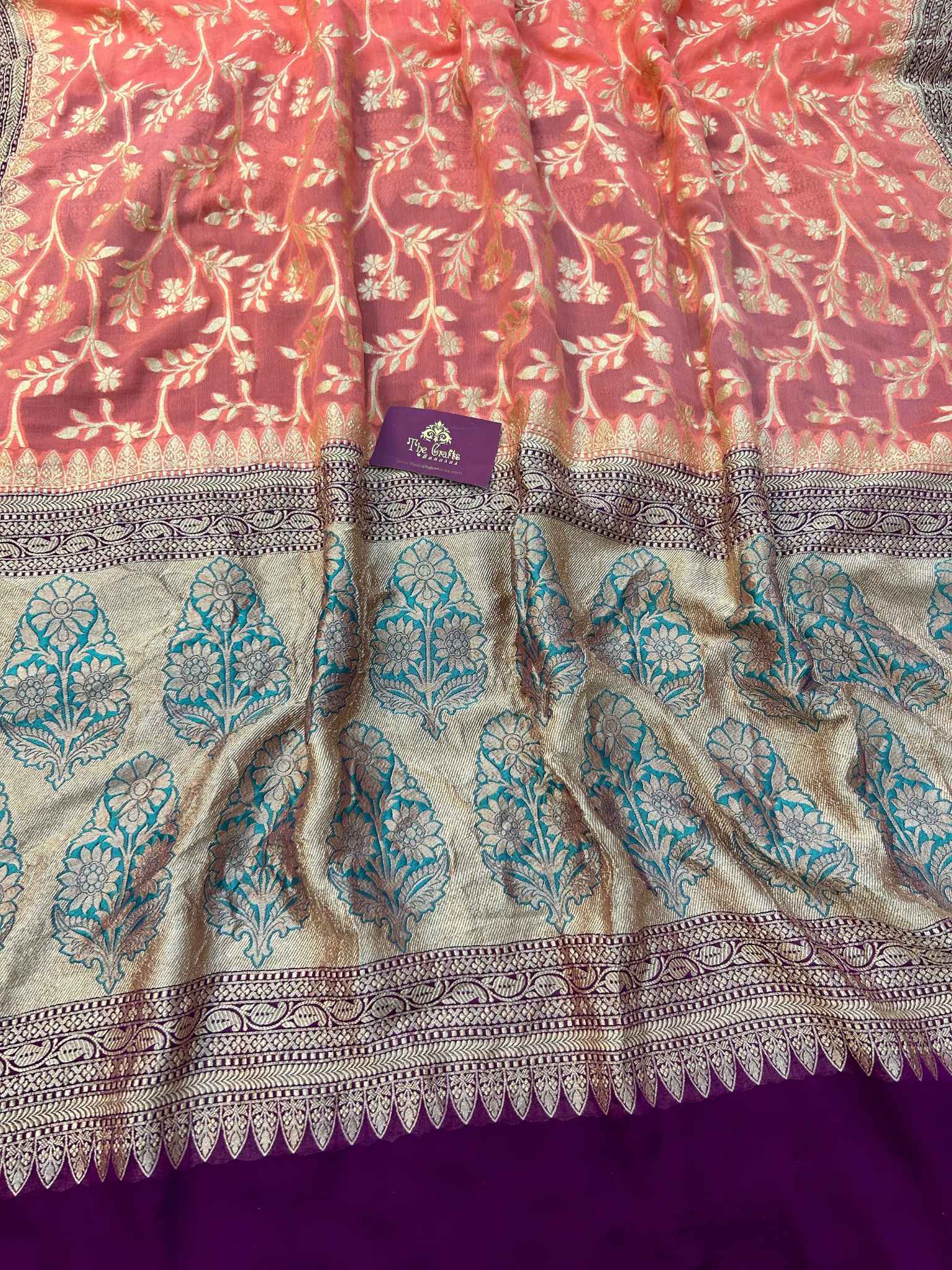 Khaddi Georgette Handloom Banarasi Saree