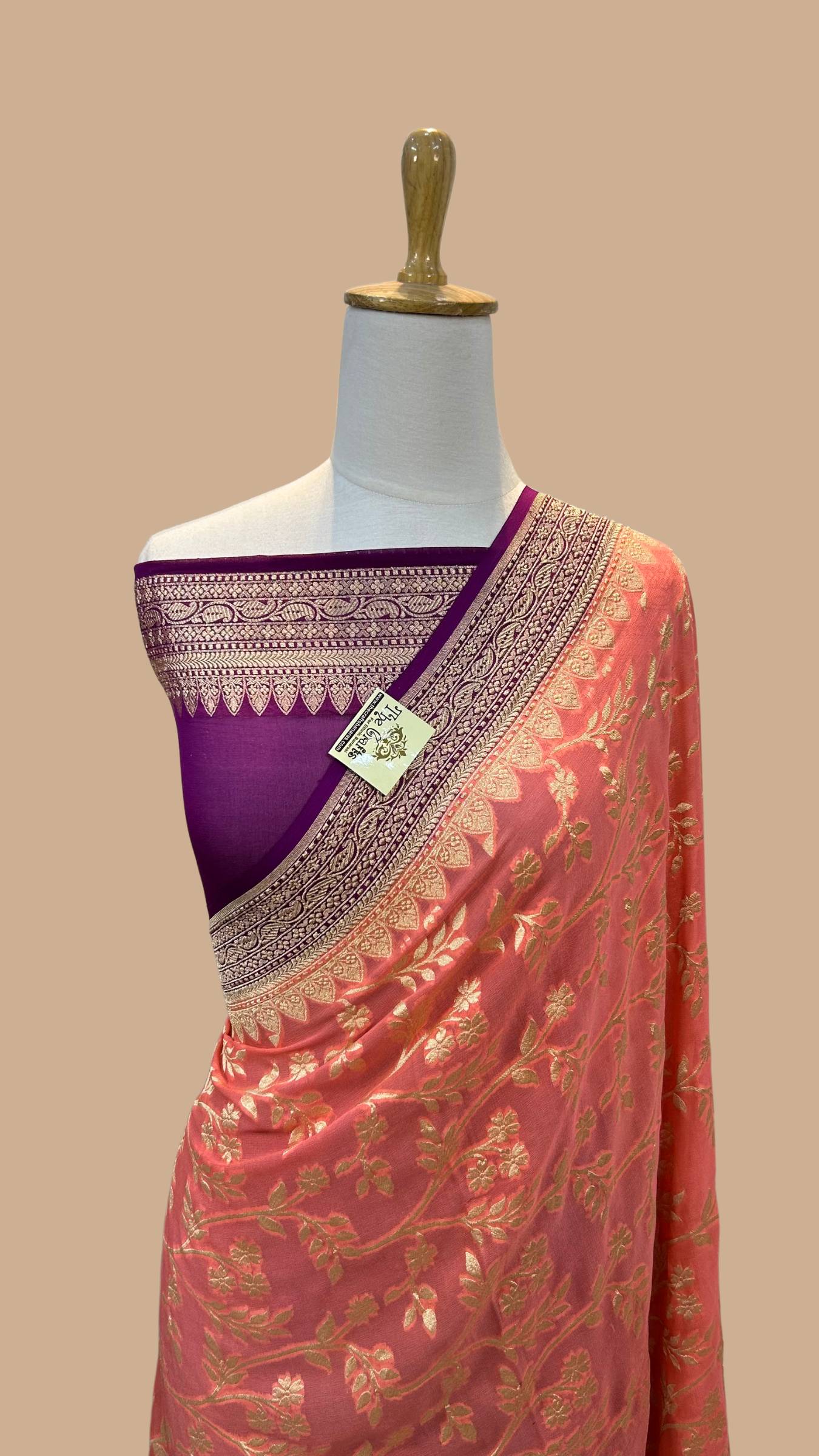 Khaddi Georgette Handloom Banarasi Saree