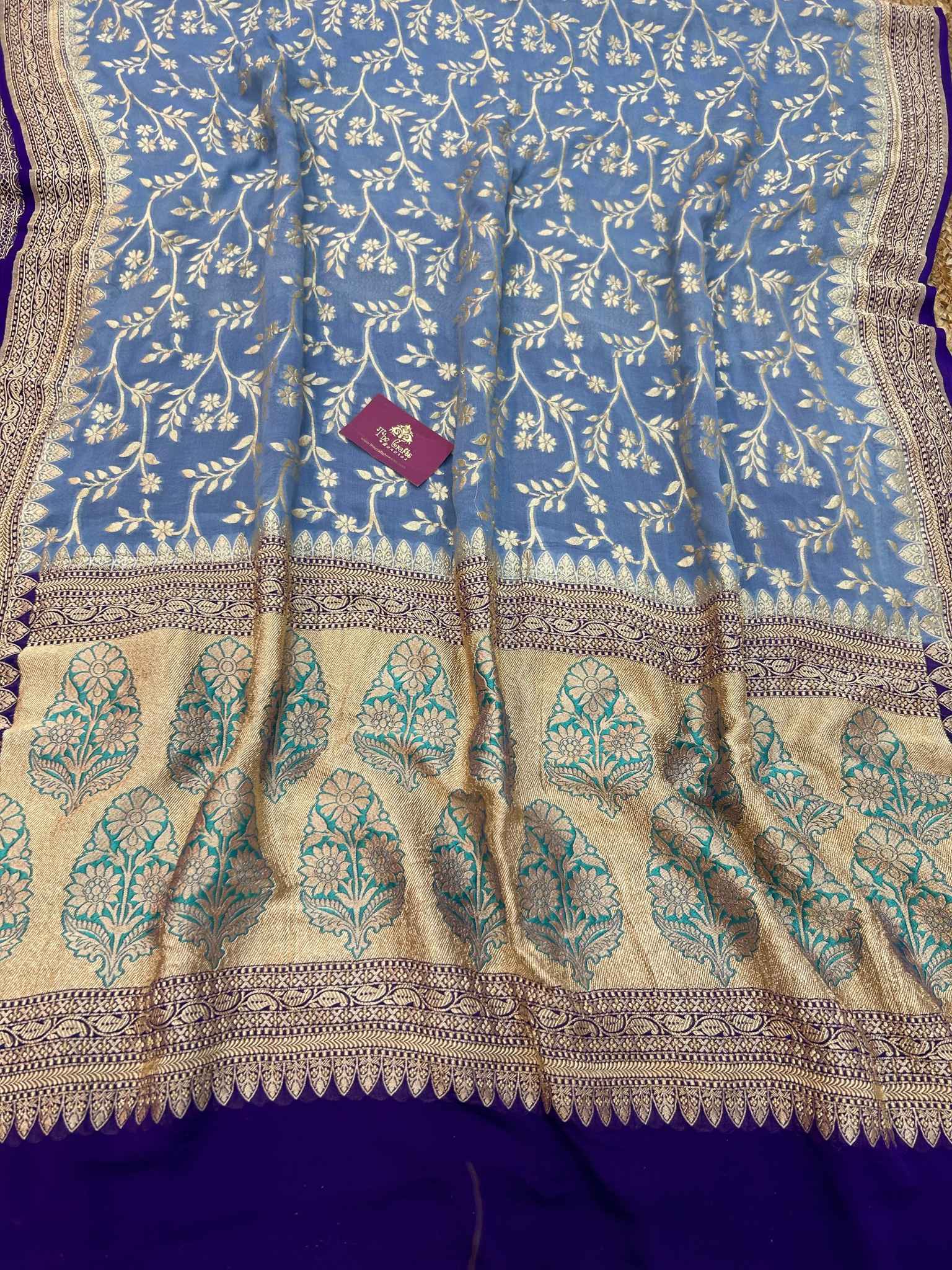 Khaddi Georgette Handloom Banarasi Saree