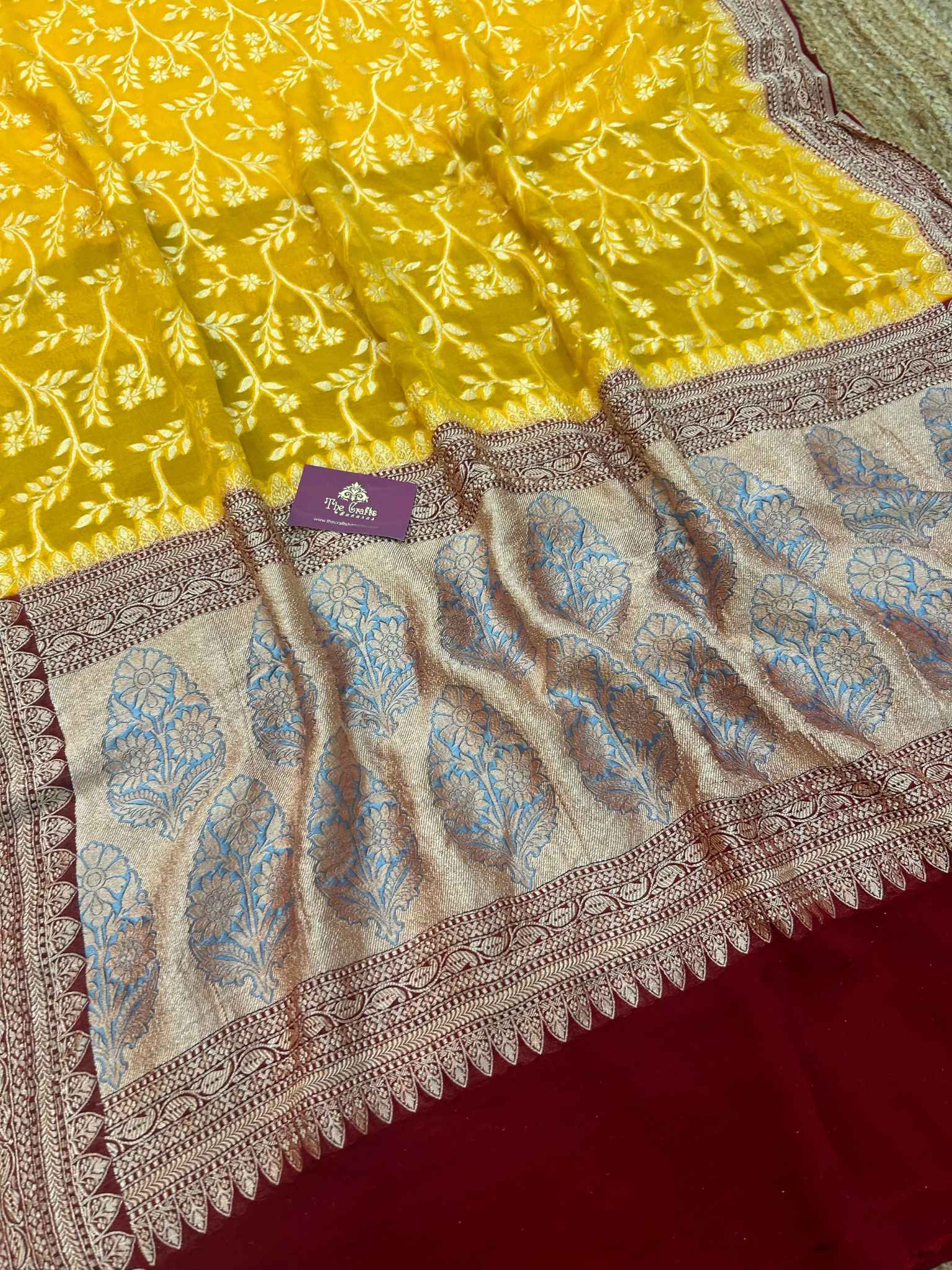 Khaddi Georgette Handloom Banarasi Saree