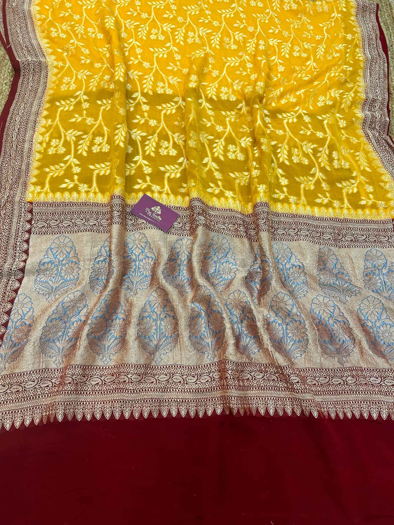 Khaddi Georgette Handloom Banarasi Saree