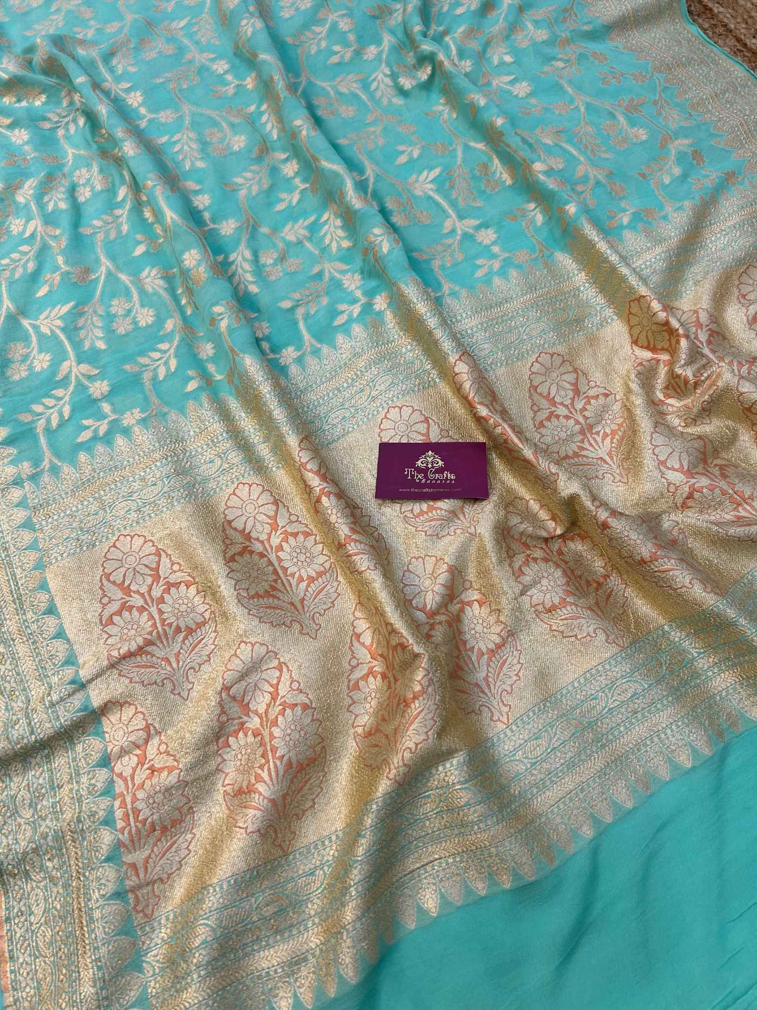 Khaddi Georgette Handloom Banarasi Saree