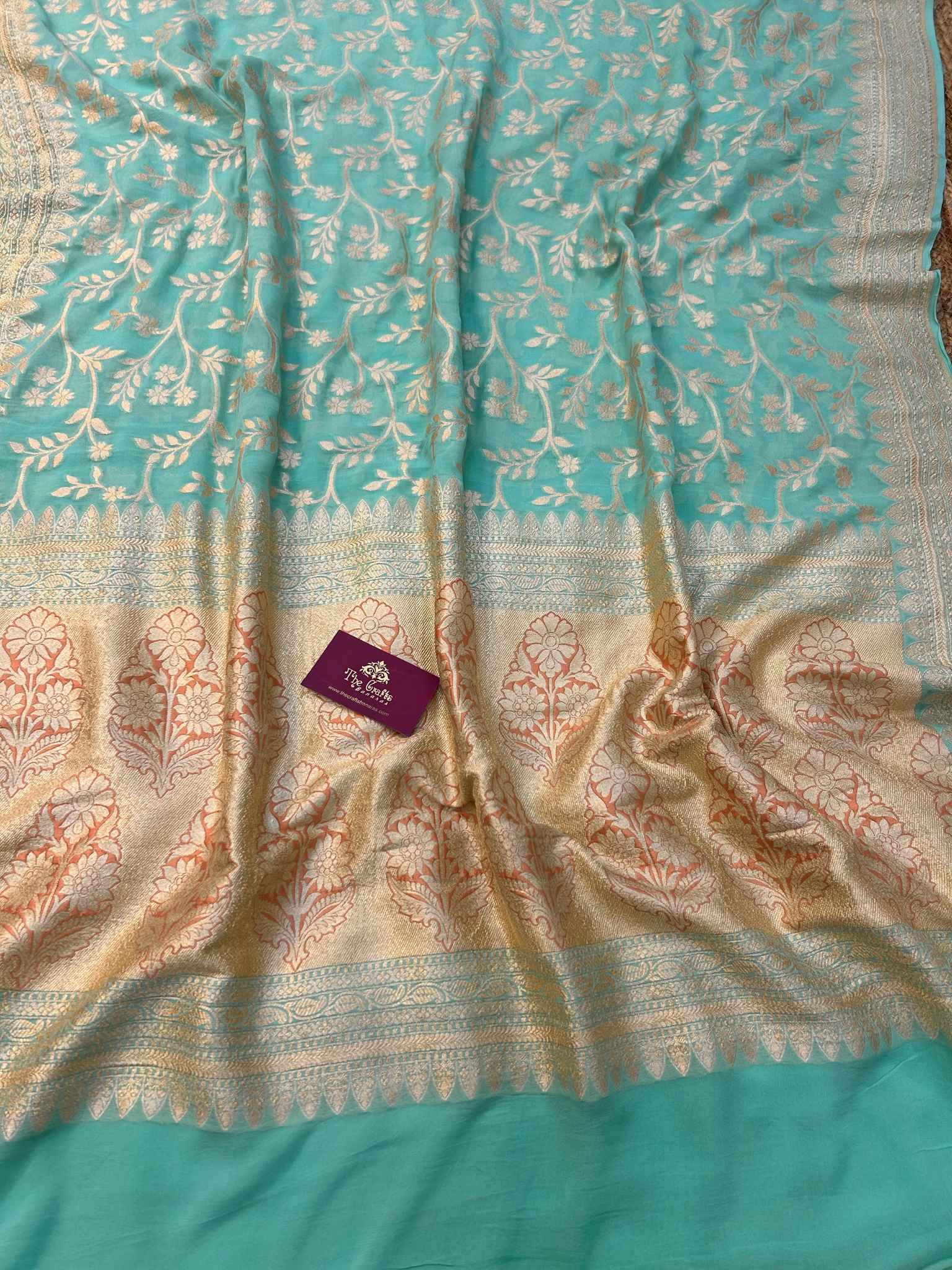 Khaddi Georgette Handloom Banarasi Saree