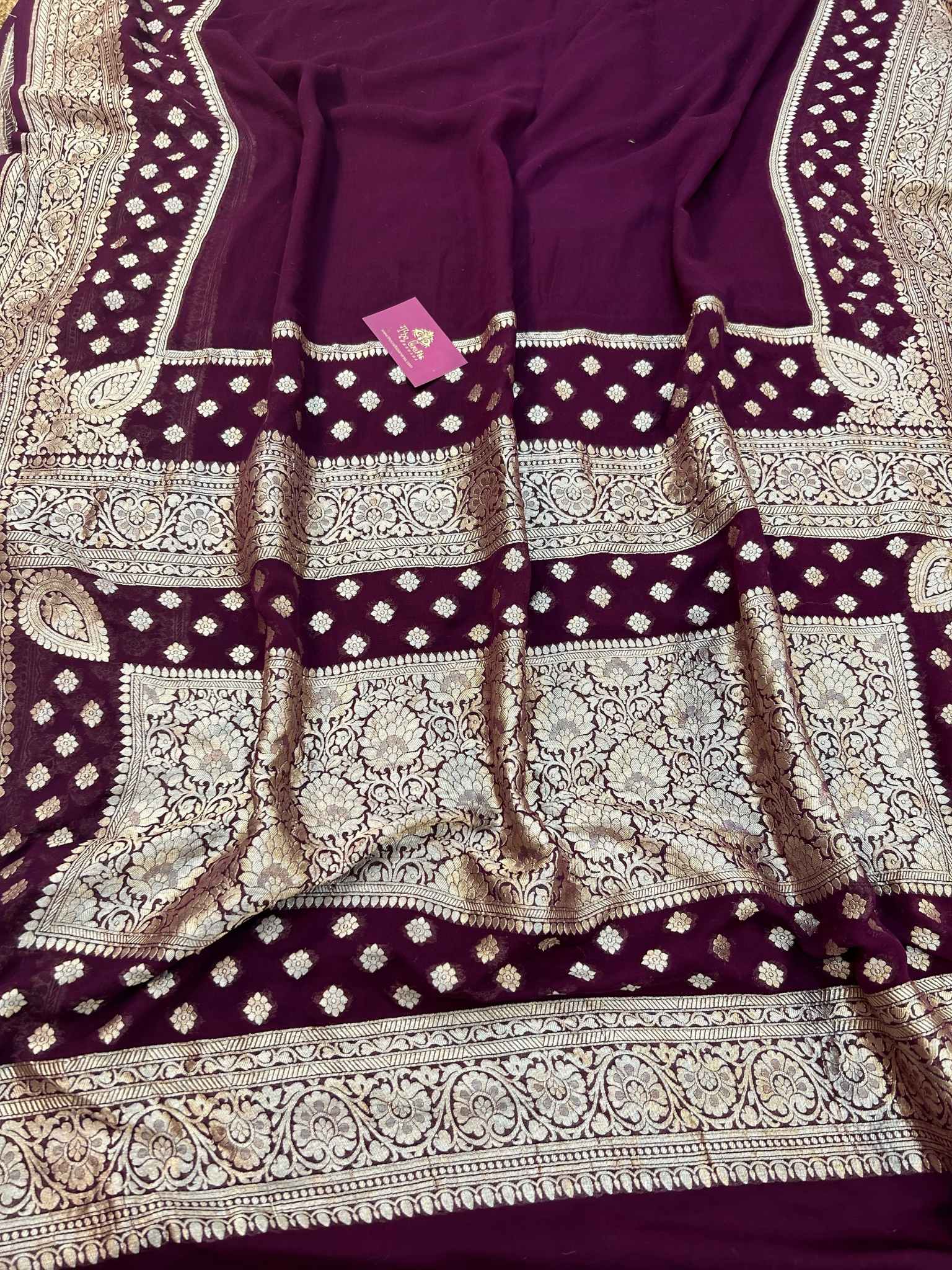 Khaddi Georgette Handloom Banarasi Saree