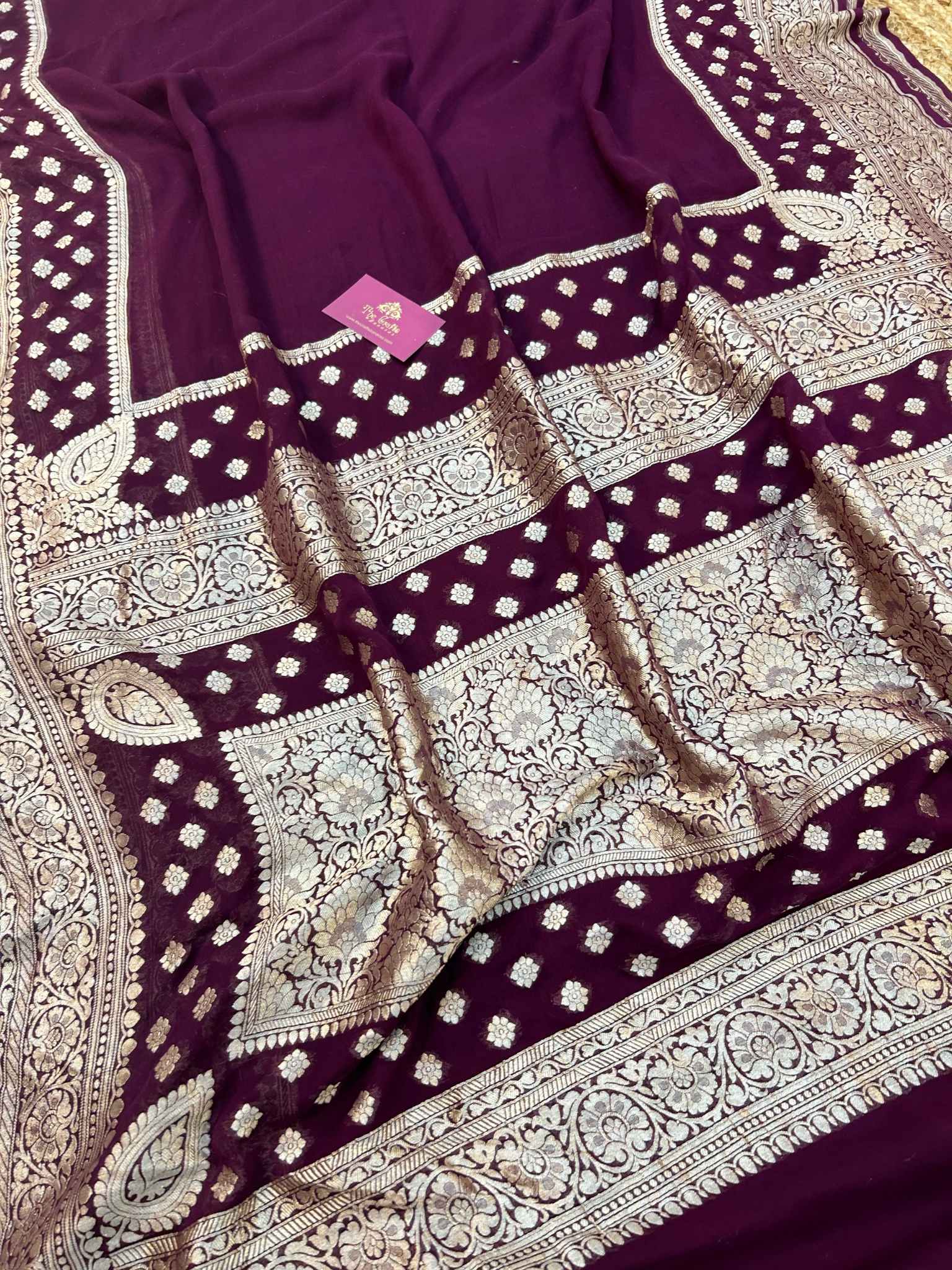 Khaddi Georgette Handloom Banarasi Saree