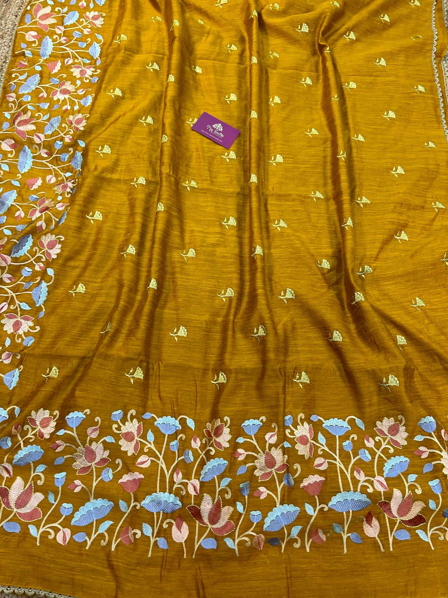 Pure Raw Silk Handloom Banarasi Saree - Chikankari work