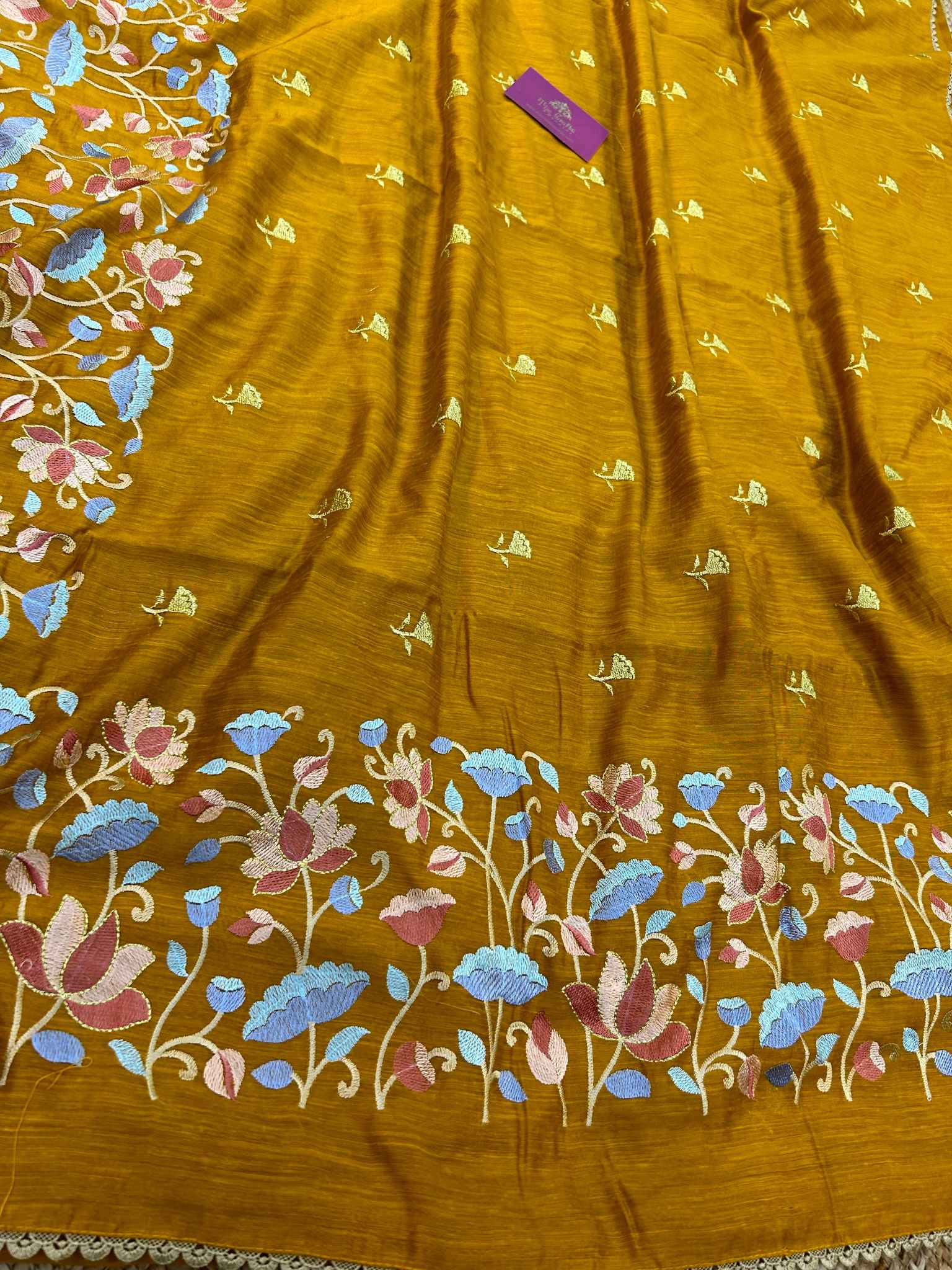 Pure Raw Silk Handloom Banarasi Saree - Chikankari work