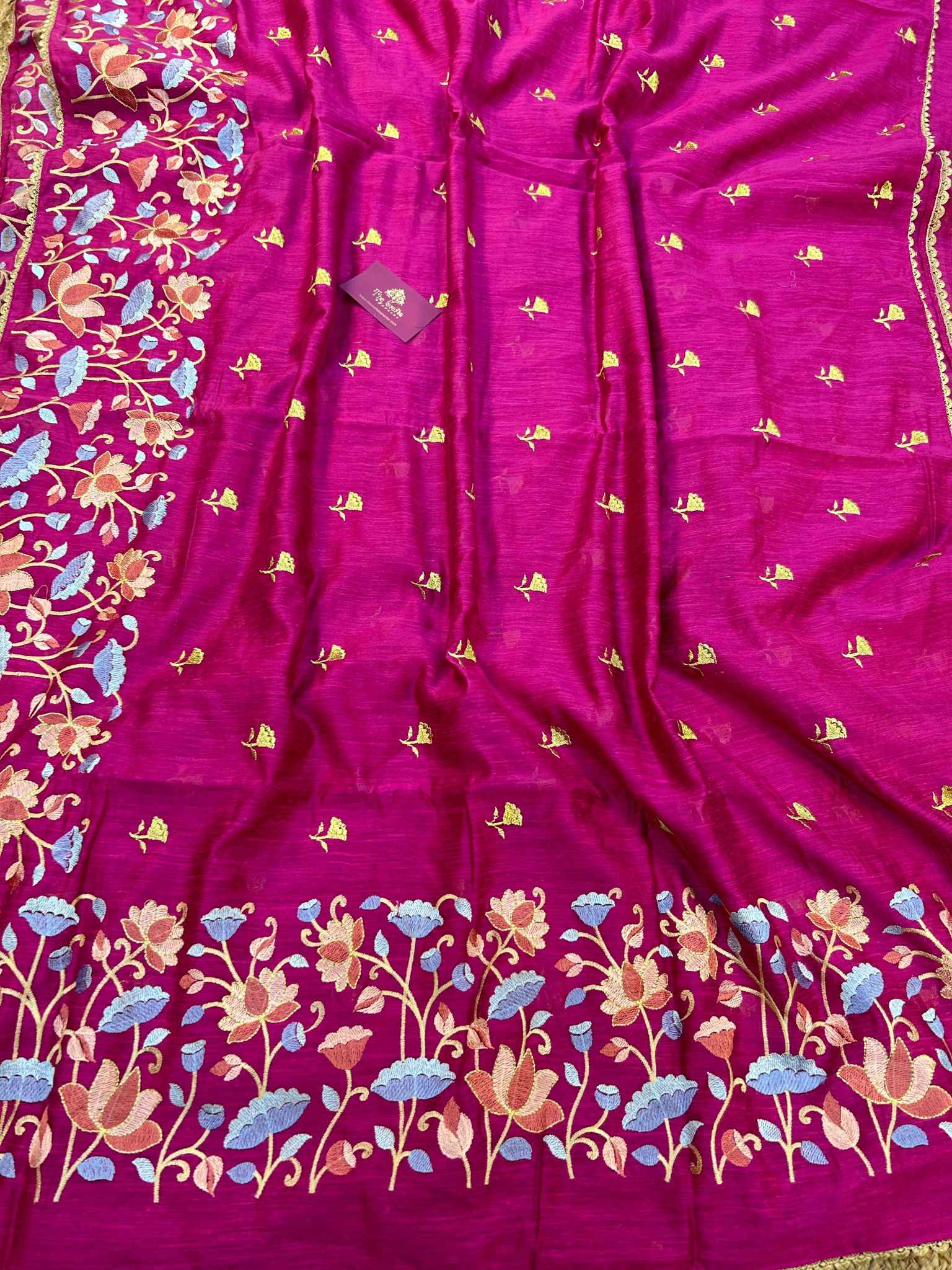 Pure Raw Silk Handloom Banarasi Saree - Chikankari work