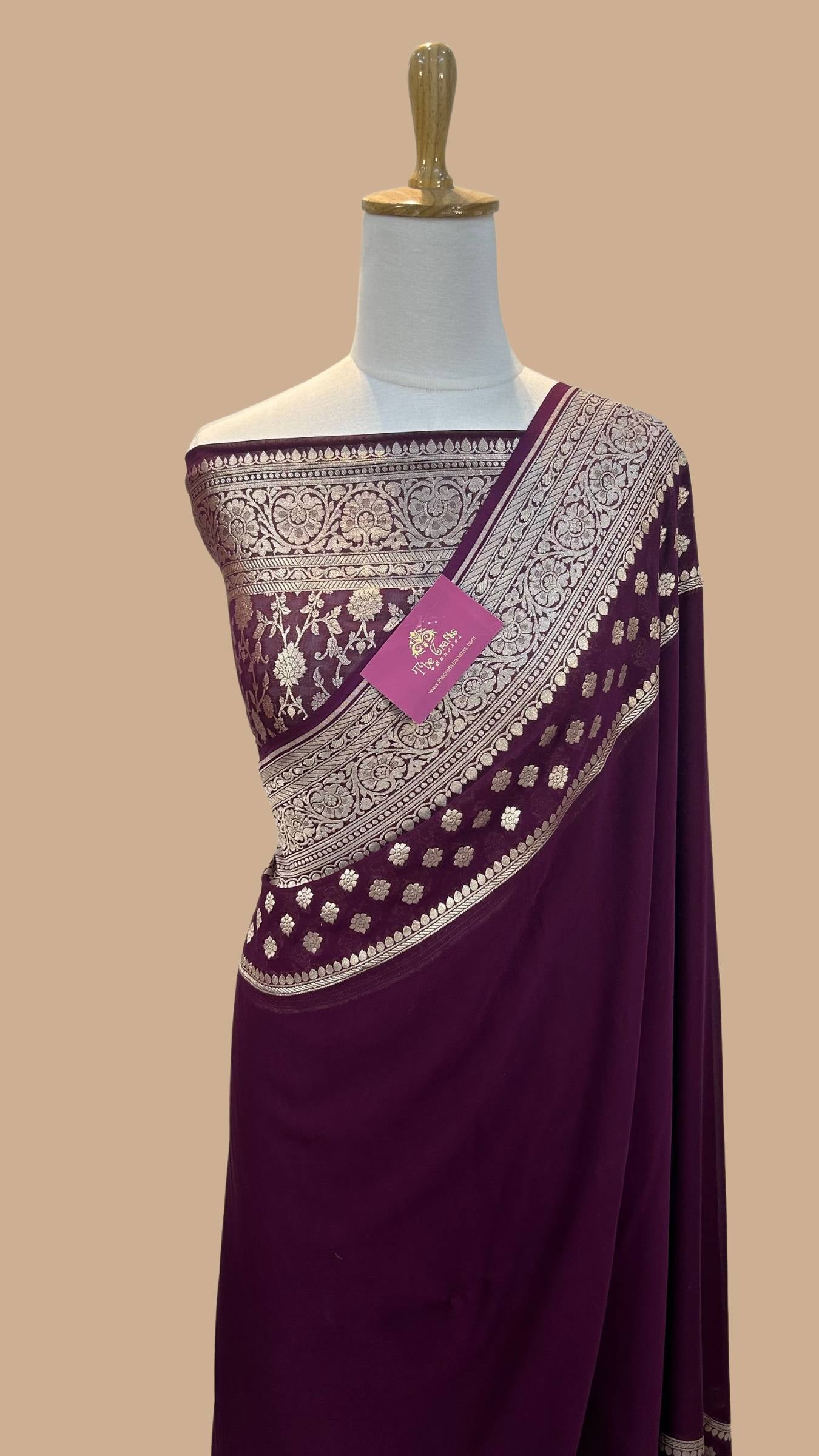 Khaddi Georgette Handloom Banarasi Saree