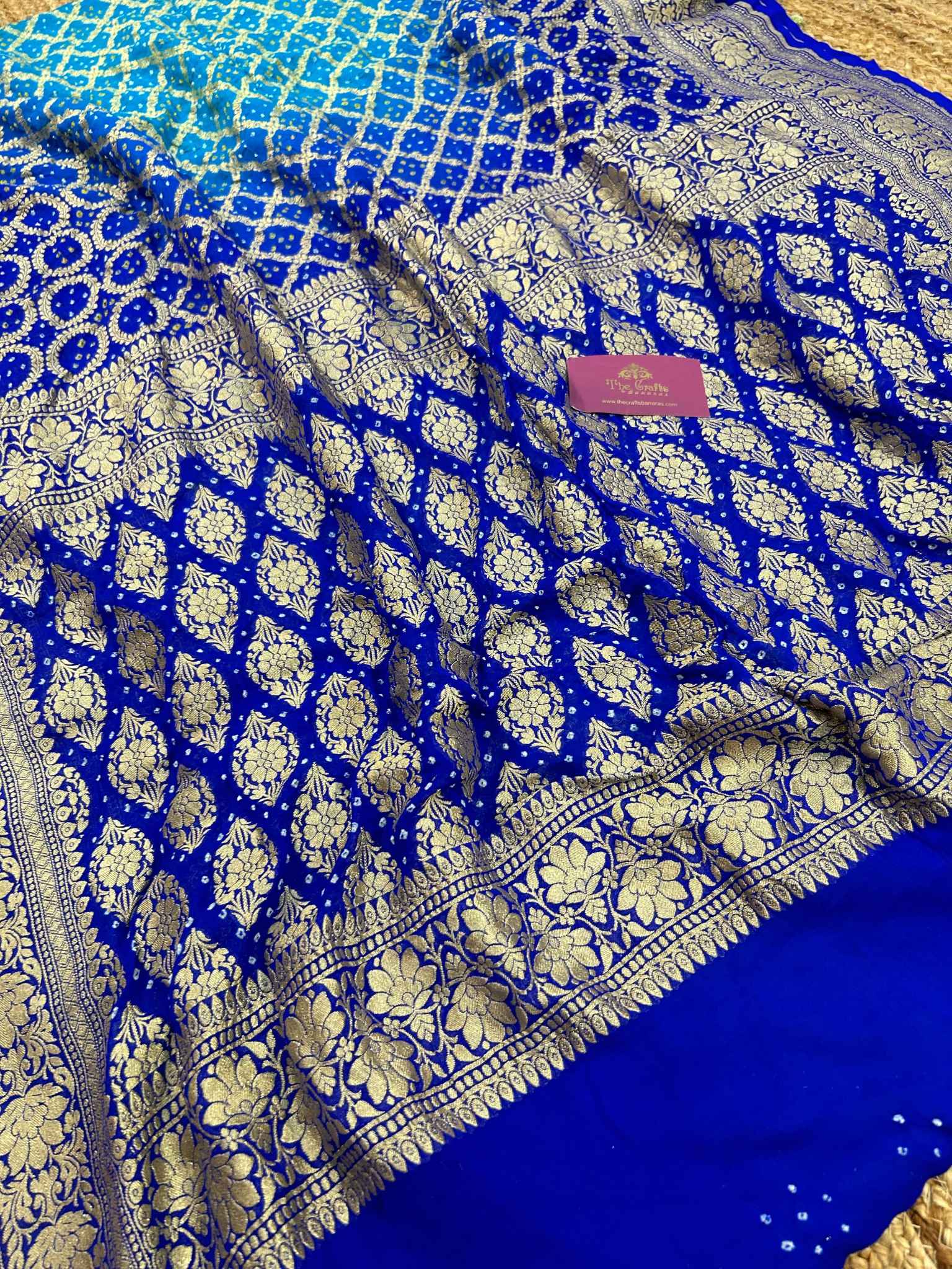 Pure Georgette Banarasi Handloom Bandhej Saree