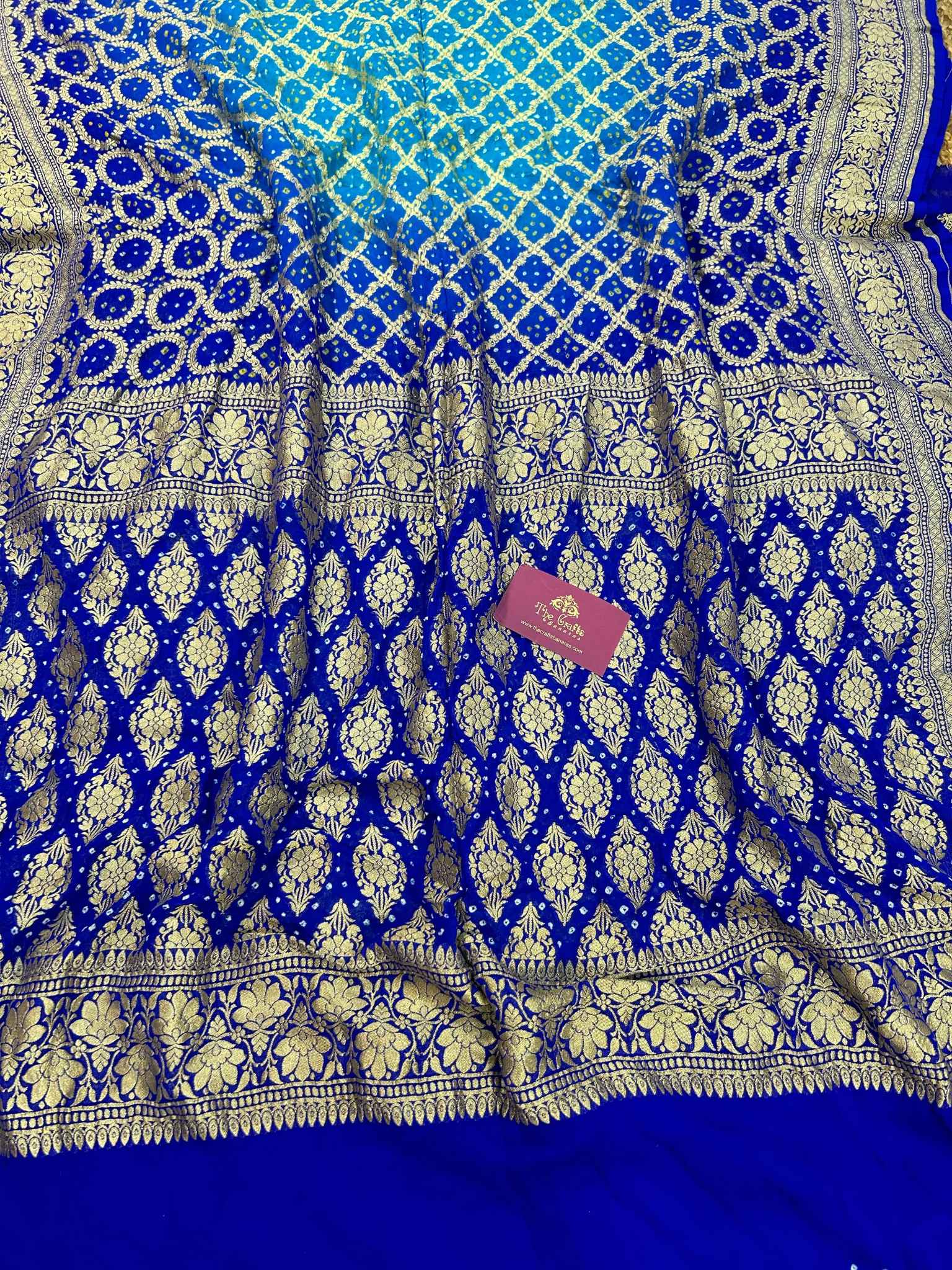 Pure Georgette Banarasi Handloom Bandhej Saree