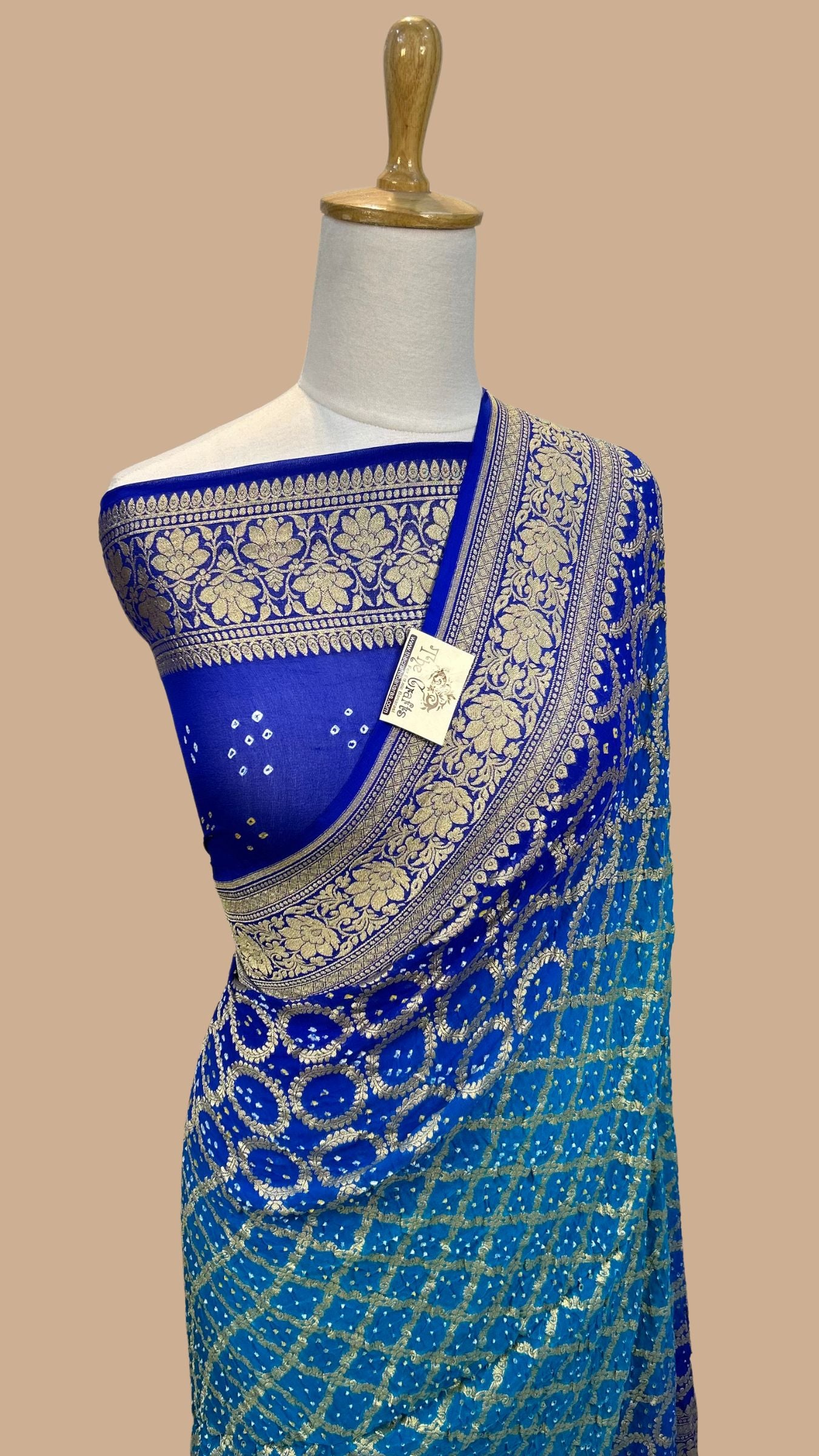 Pure Georgette Banarasi Handloom Bandhej Saree