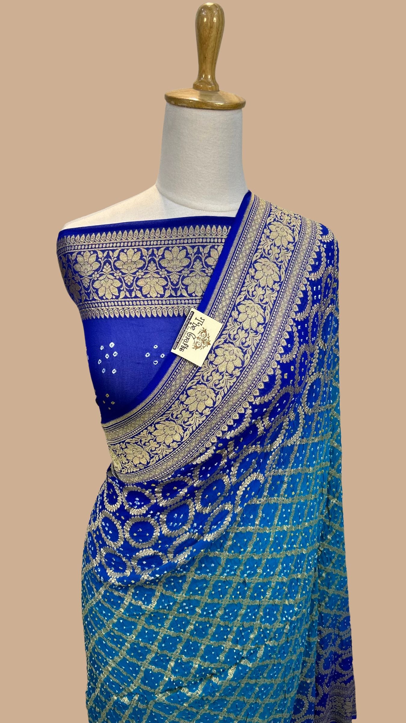 Pure Georgette Banarasi Handloom Bandhej Saree