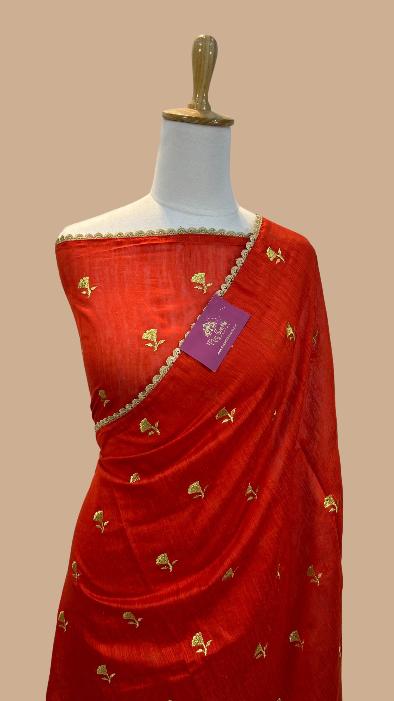 Pure Raw Silk Handloom Banarasi Saree - Chikankari work