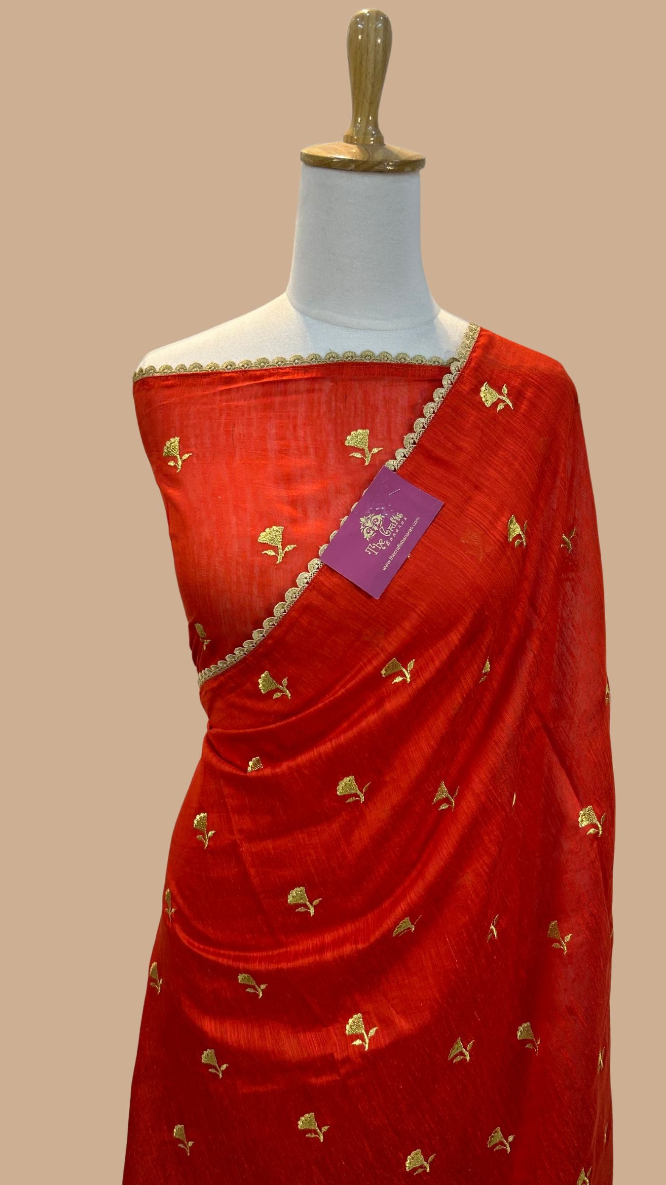 Pure Raw Silk Handloom Banarasi Saree - Chikankari work