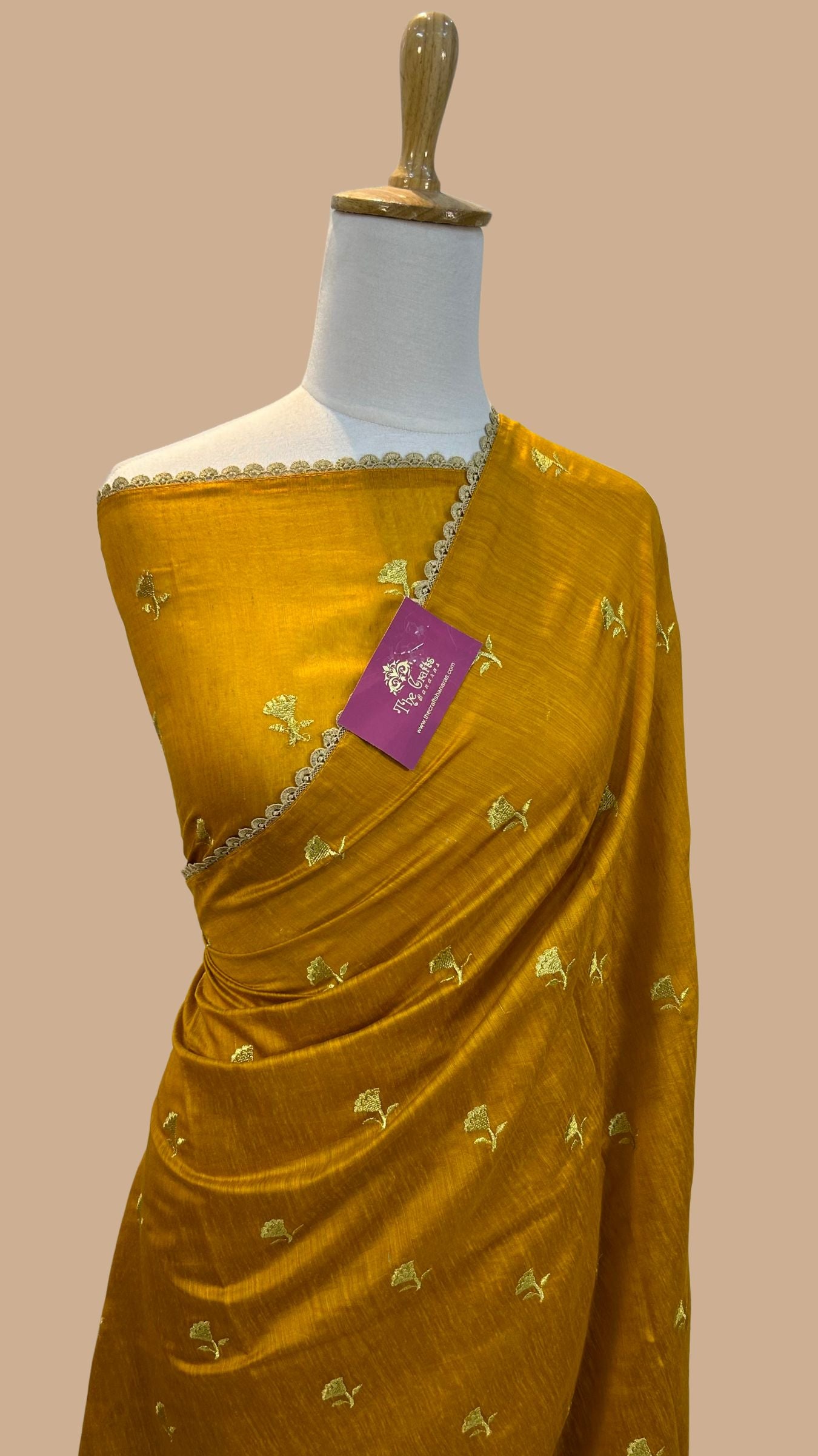 Pure Raw Silk Handloom Banarasi Saree - Chikankari work